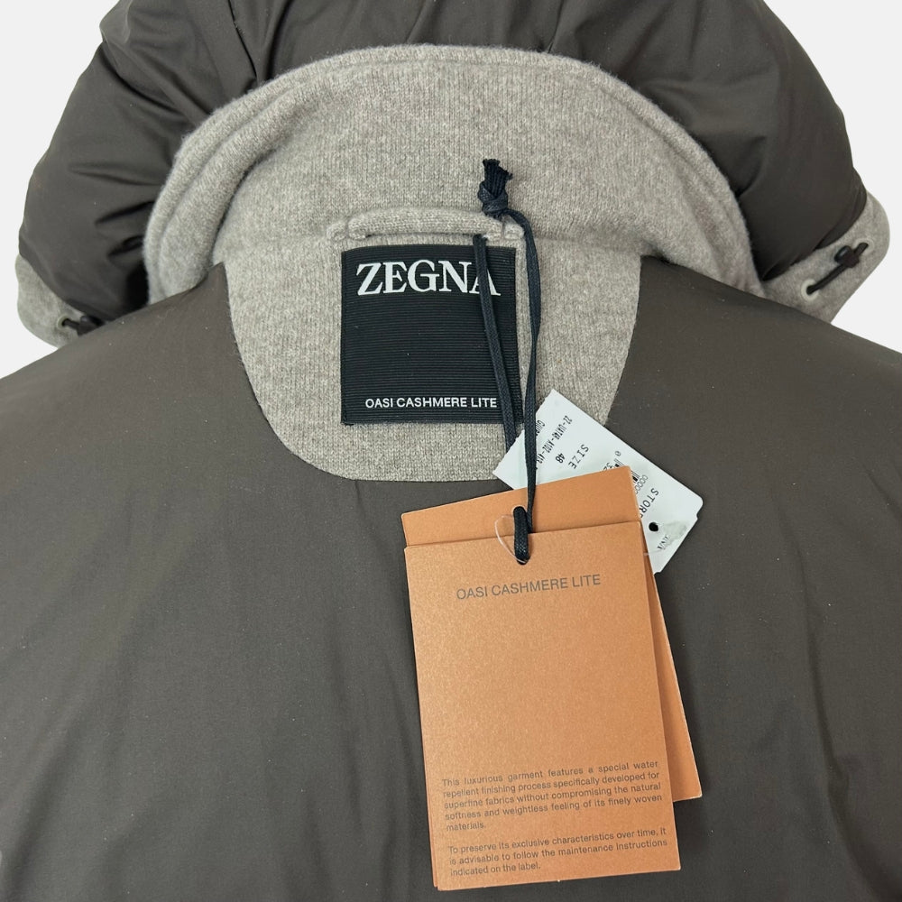 Greige Down Quilted Cashmere Jacket (EU 48)