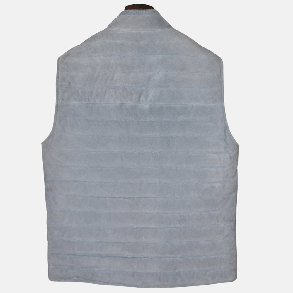 Light Blue Down Vest made of Suede (L)