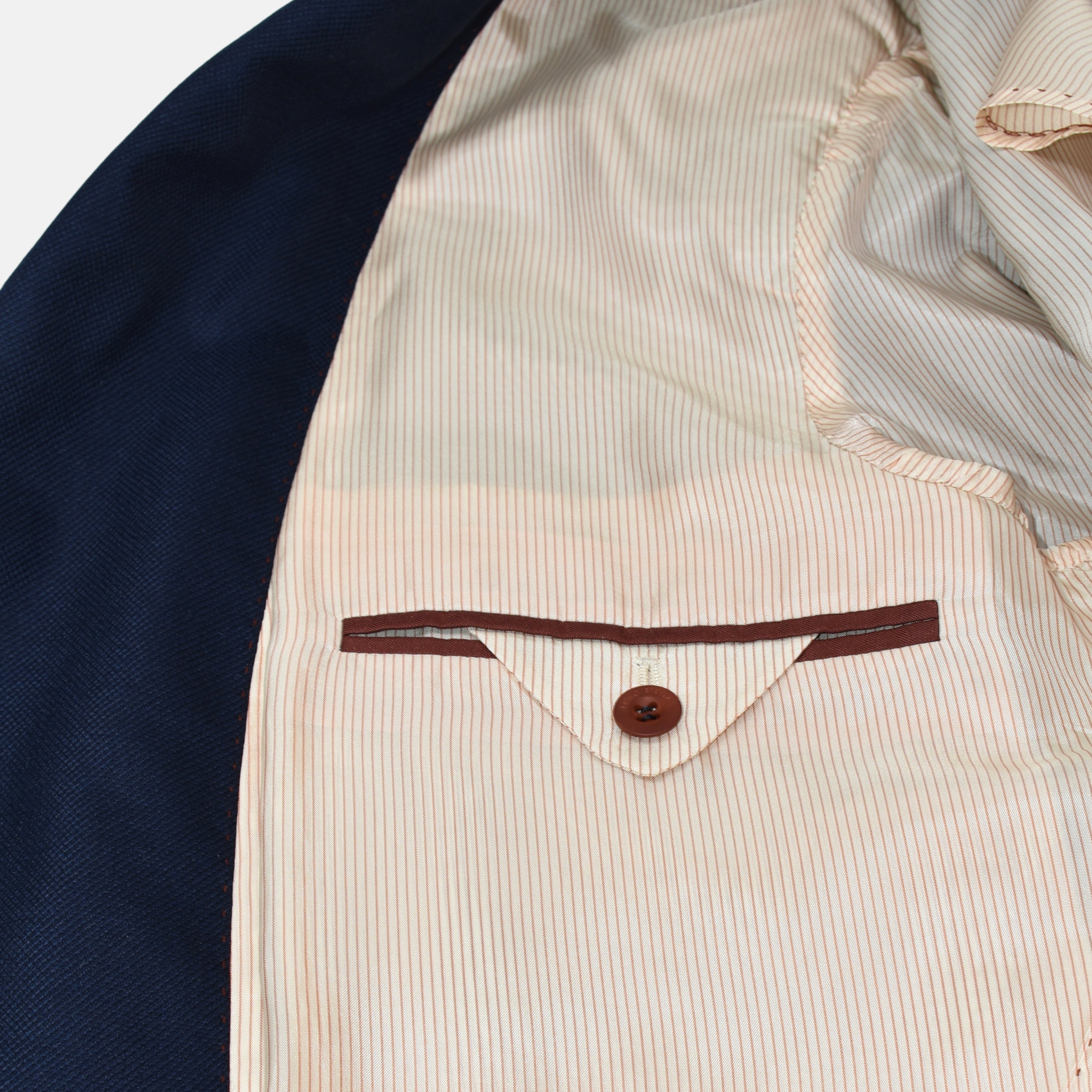 Navy Cashseta Blazer mit Leder-Details aus Kaschmir/Seide (EU 54)