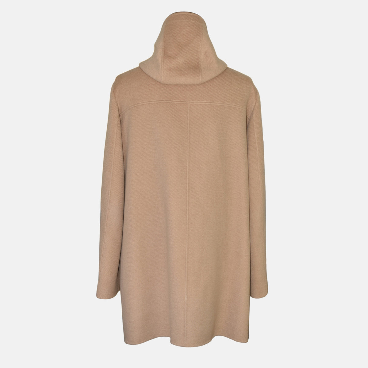 Beige Baby Camel Montgomery Coat/Leather Details with Detachable Hood (XL)