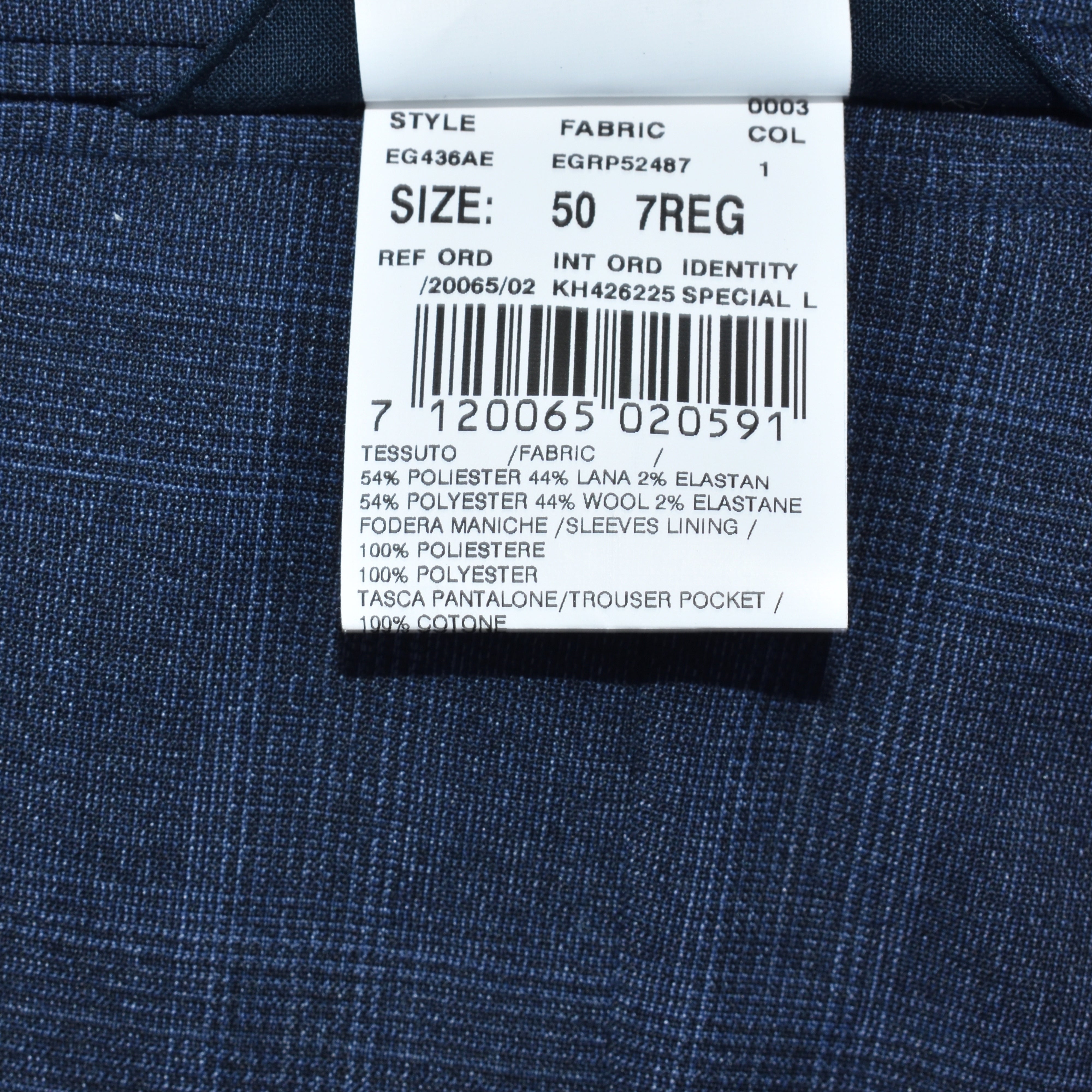 Blue Checkered Suit made of Polyester/Wool (EU 50)