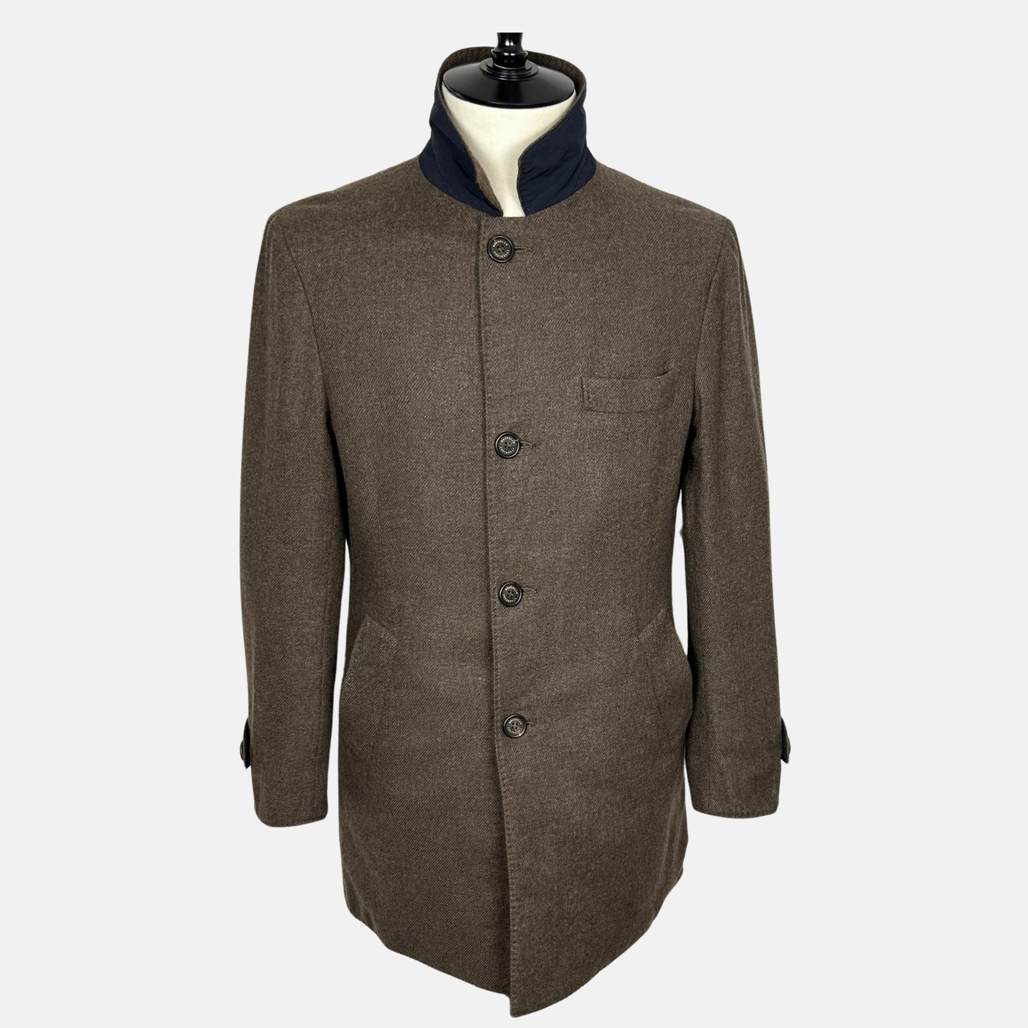 Brown/Navy Reversible Coat made of Cashmere (50)