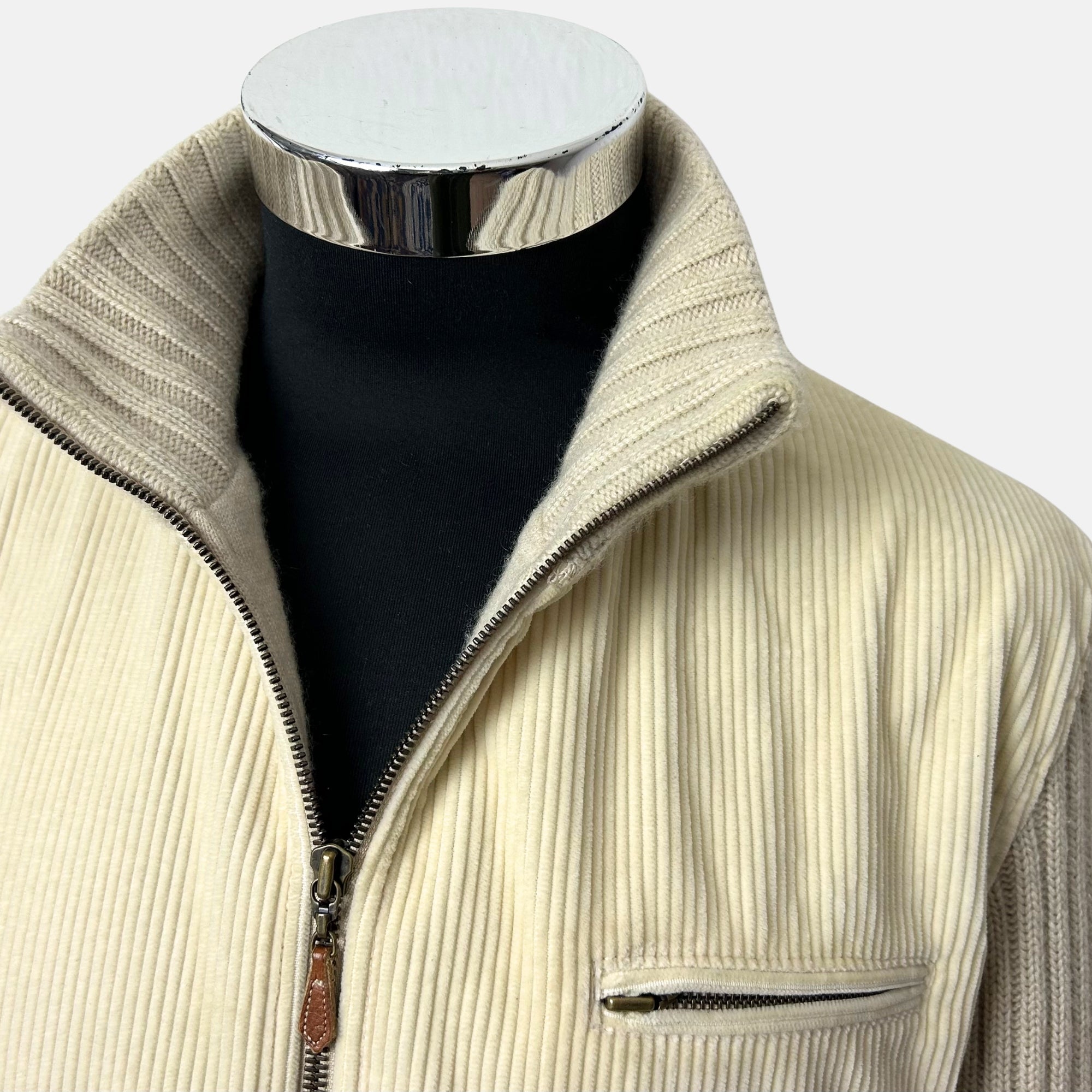 Sand–Ecru Corduroy Bomber Jacket made of  Cotton/Cashmere (M)