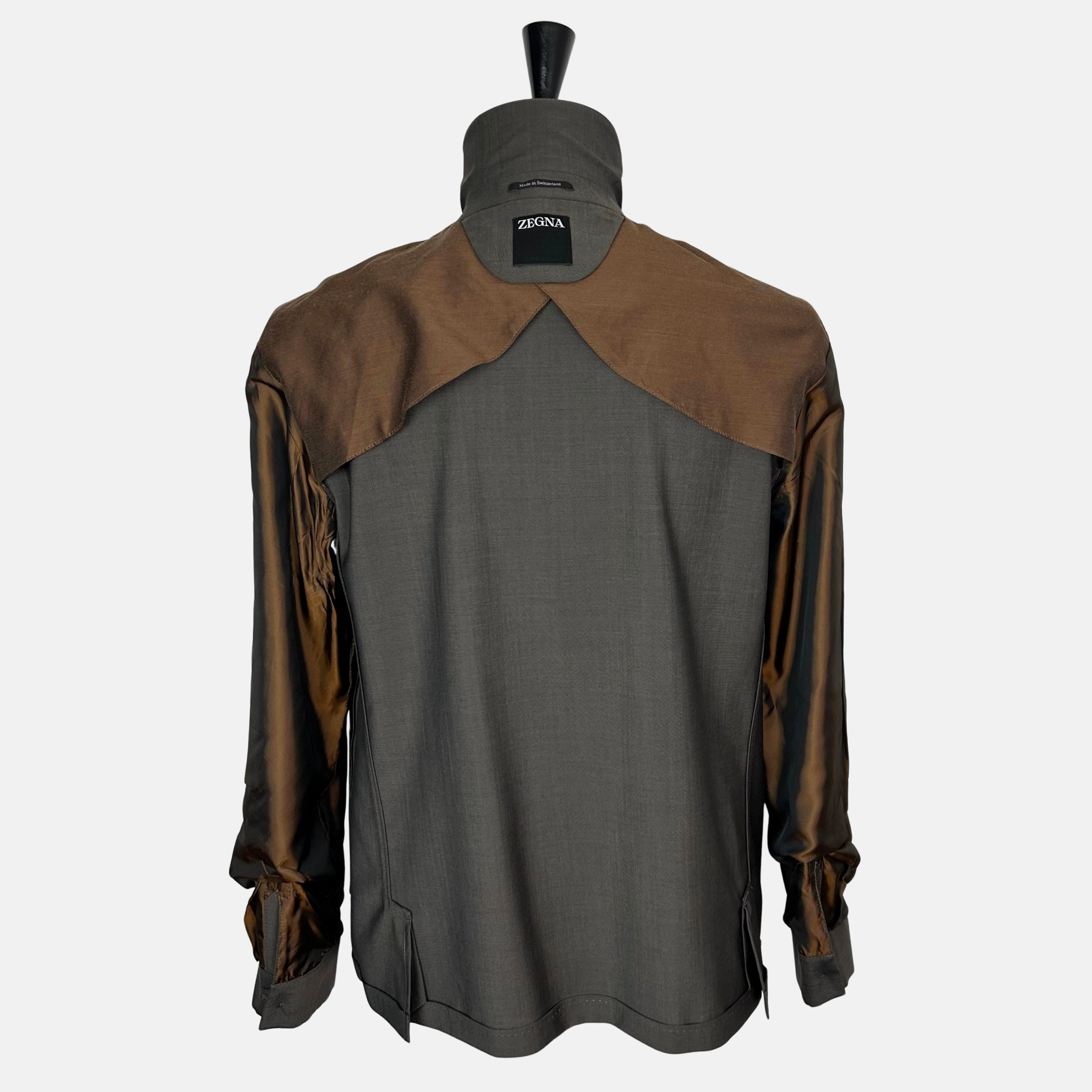 Brown-Anthracite Jacket made of Wool/Mohair (EU 48)