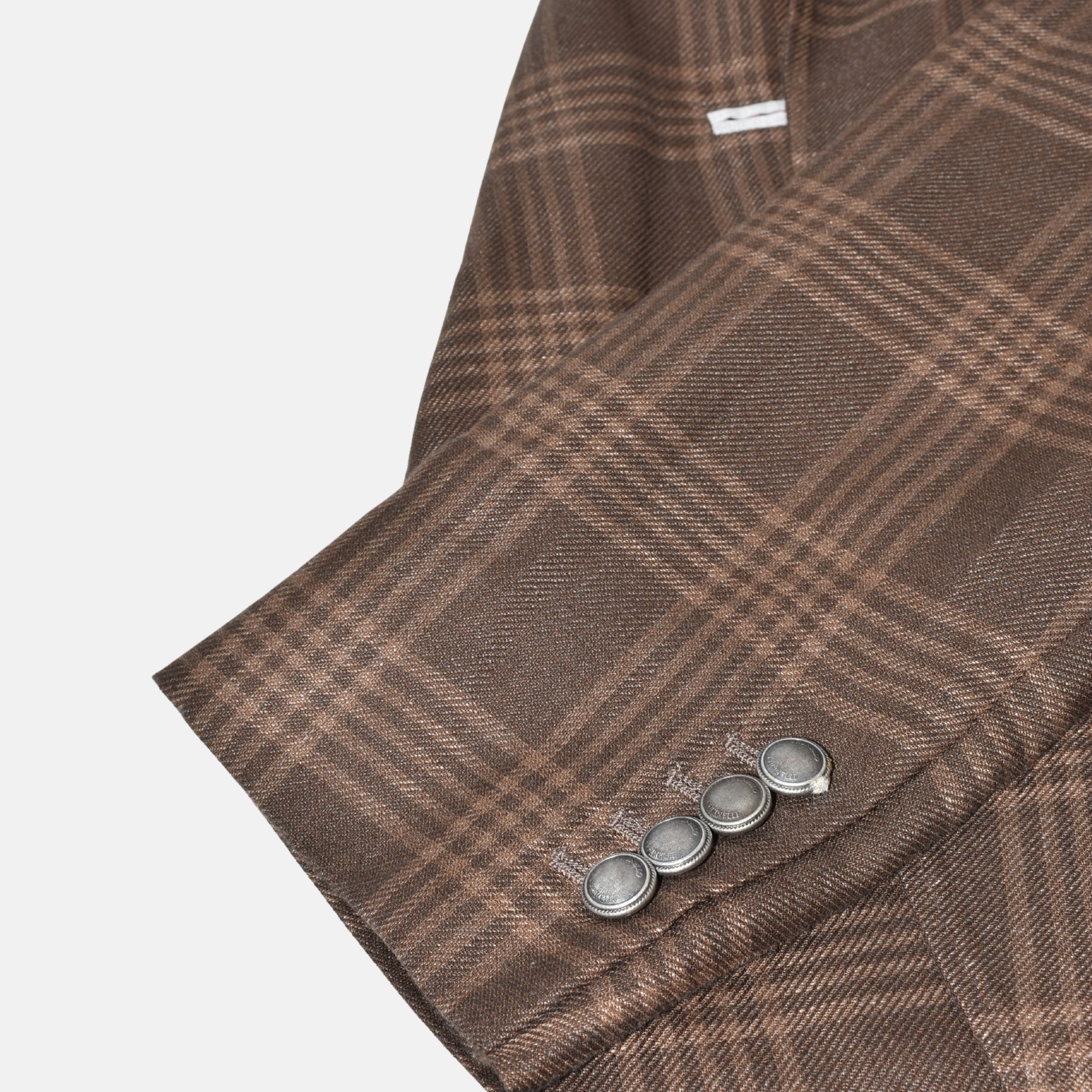 Brown Checked Jacket made of Linen/Wool/Silk (EU 50)