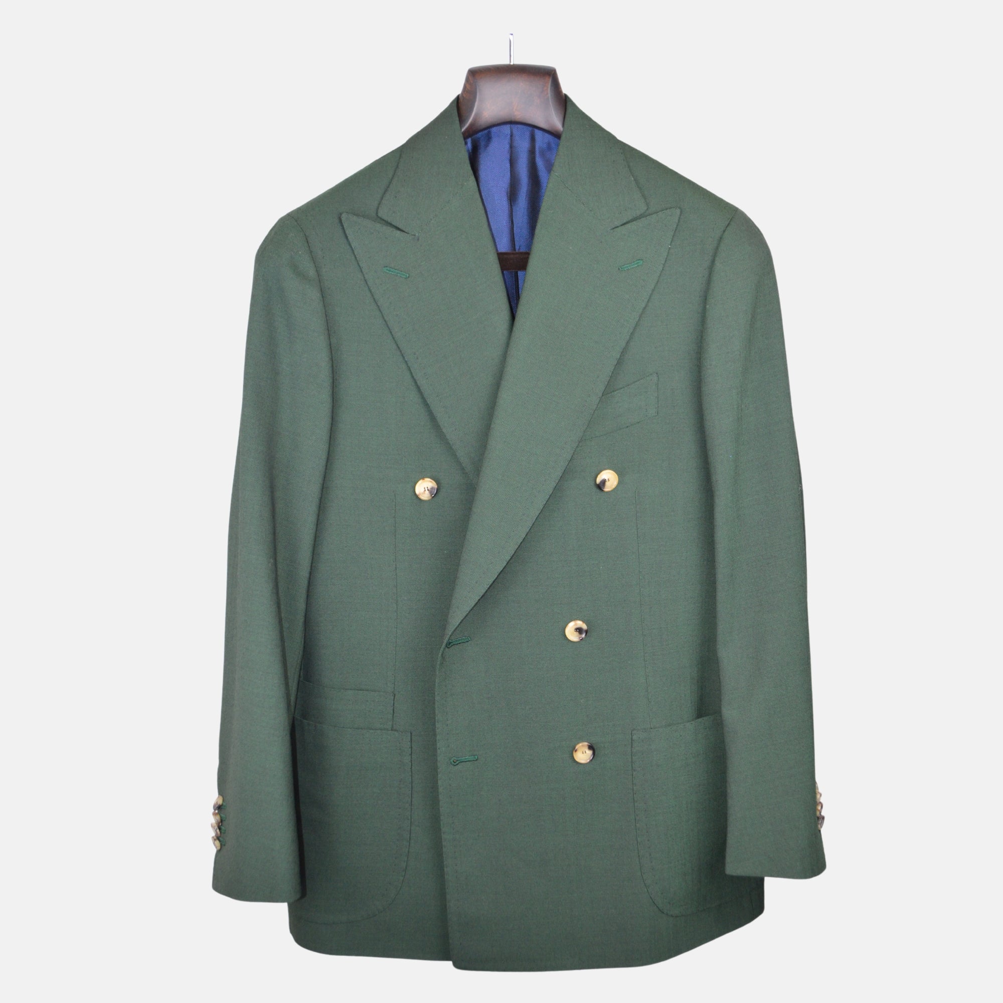 Green Double Breasted Suit made of Wool/Mohair (EU 46)