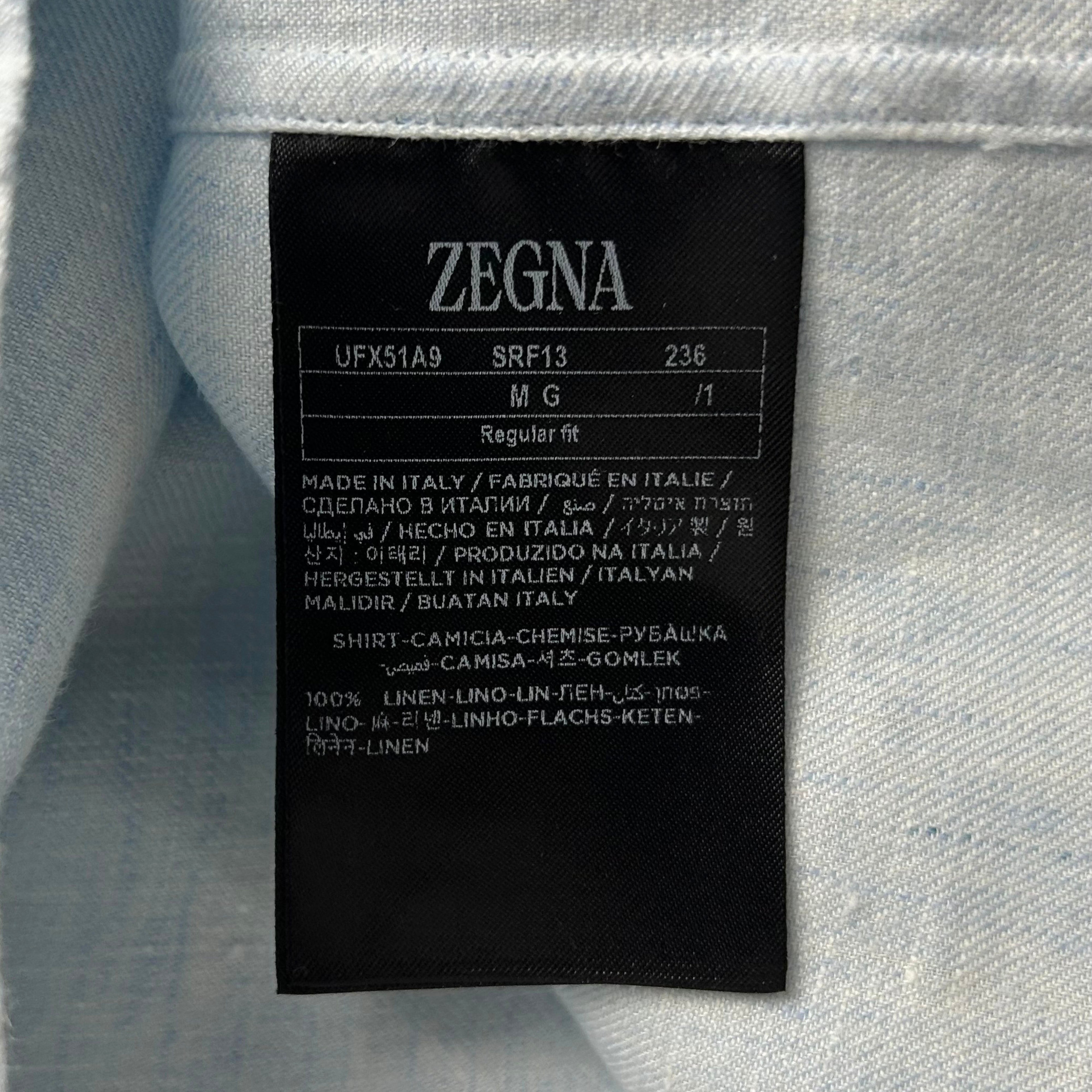 Light Blue Oasi Lino Shirt made of Linen (M)