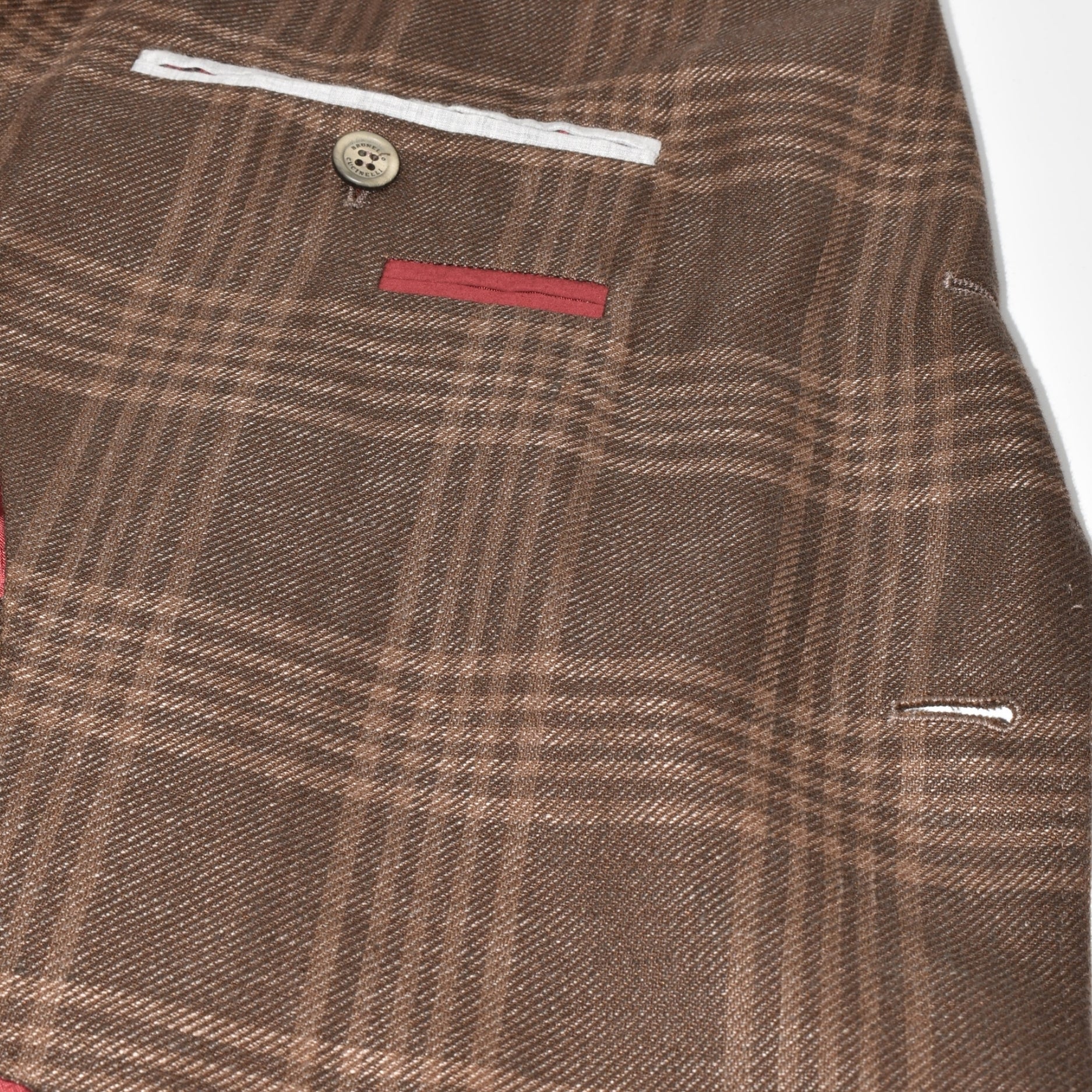 Brown Checked Jacket made of Linen/Wool/Silk (EU 50)