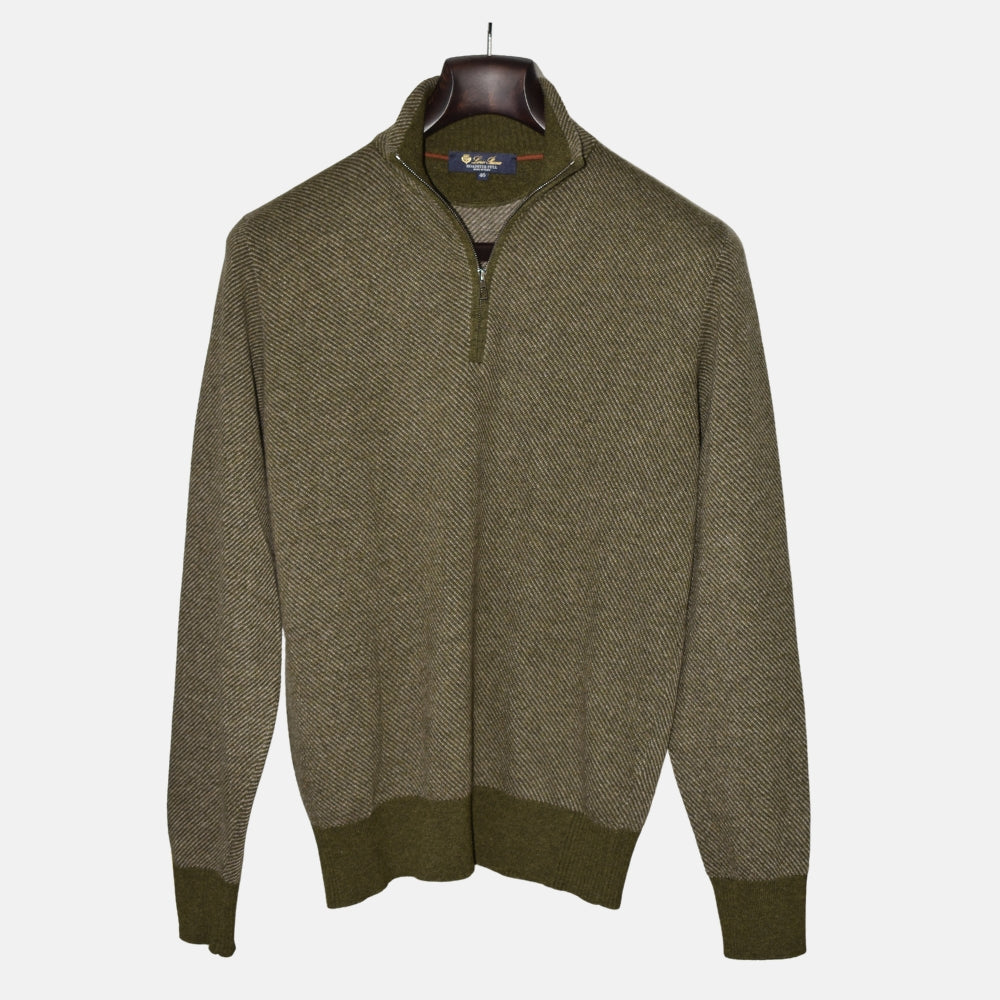 Khaki Striped Sweater "Roadster Pull" made of Cashmere (EU 46)