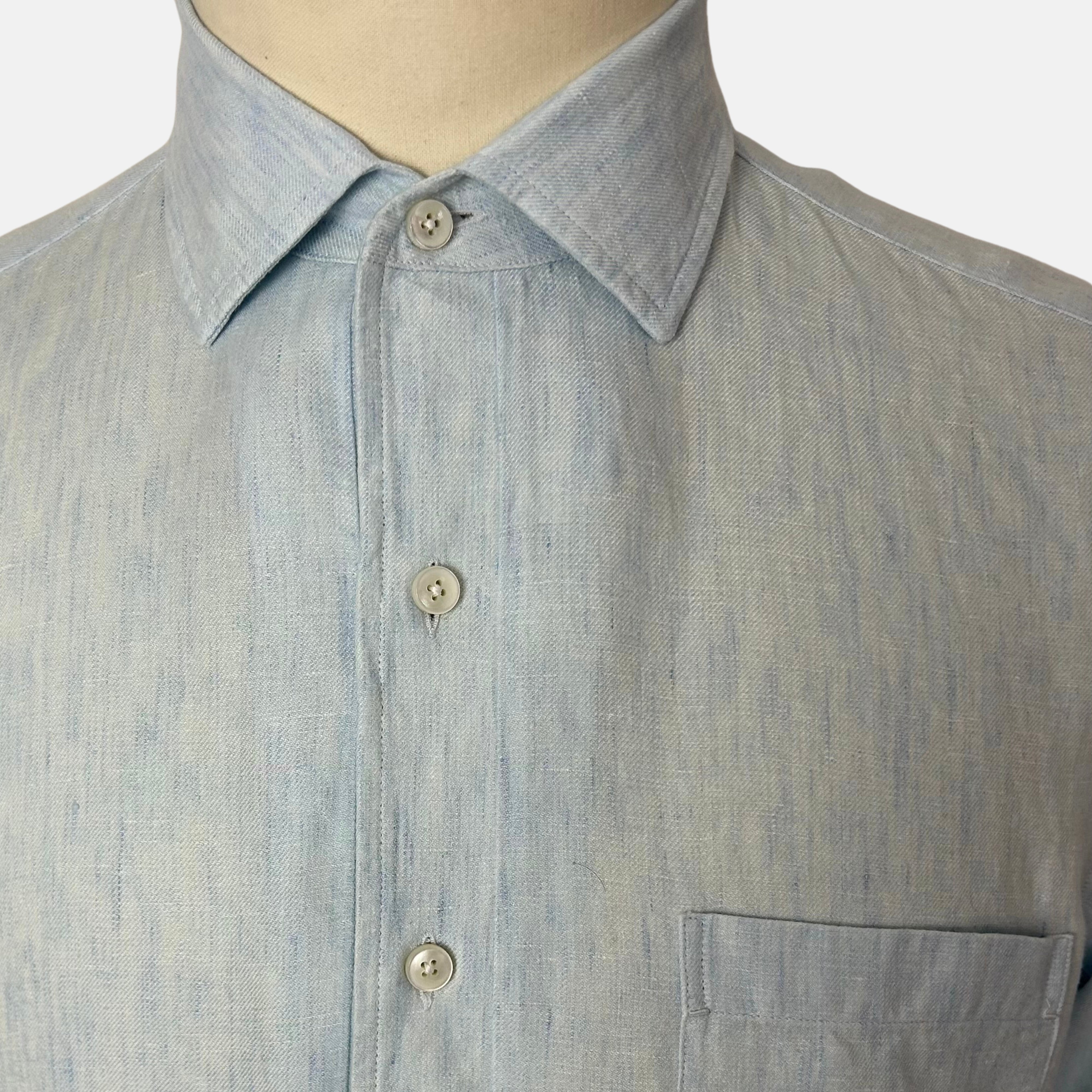 Light Blue Oasi Lino Shirt made of Linen (M)
