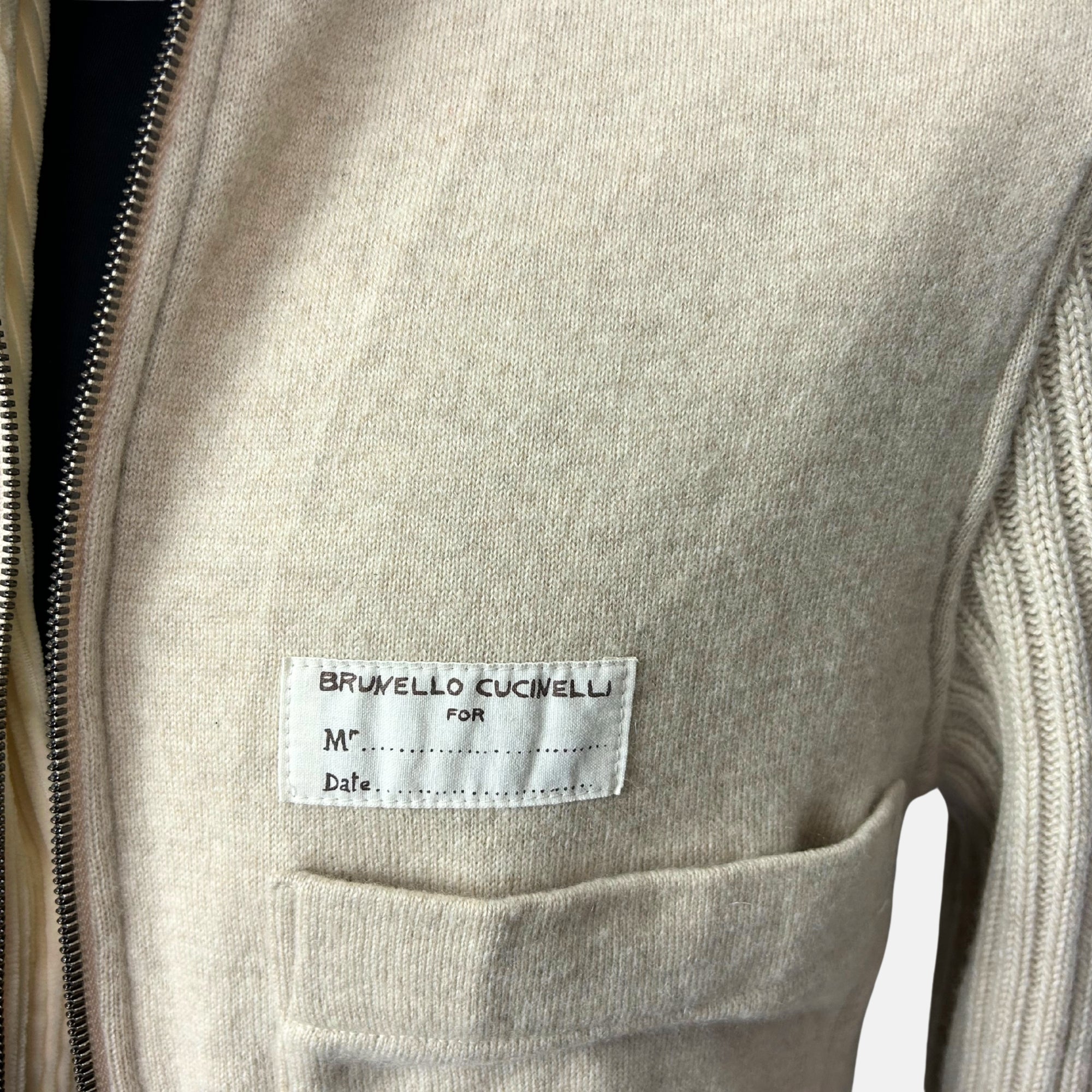 Sand–Ecru Corduroy Bomber Jacket made of  Cotton/Cashmere (M)