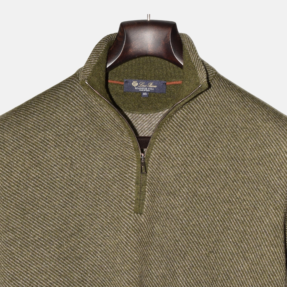 Khaki Striped Sweater "Roadster Pull" made of Cashmere (EU 46)