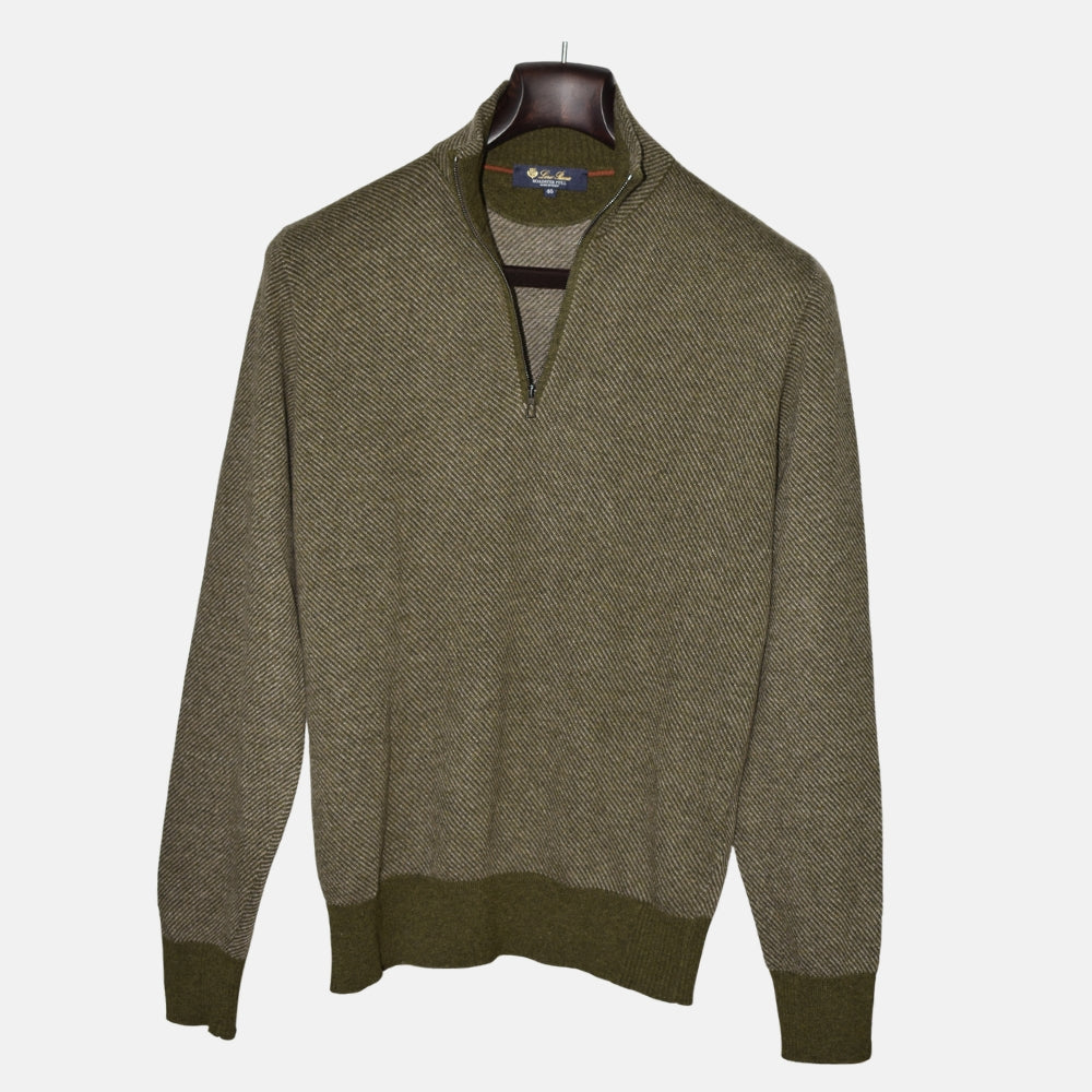 Khaki Striped Sweater "Roadster Pull" made of Cashmere (EU 46)