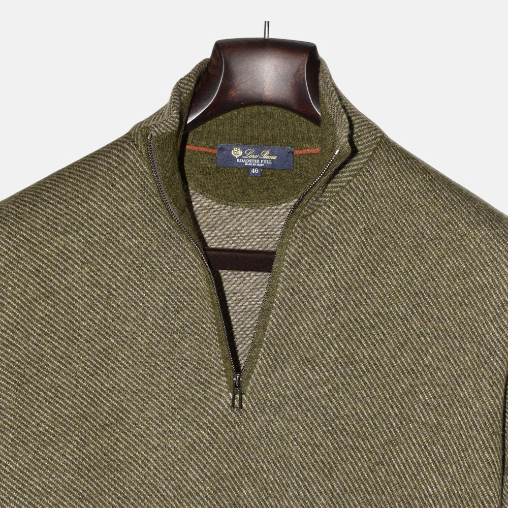 Khaki Striped Sweater "Roadster Pull" made of Cashmere (EU 46)