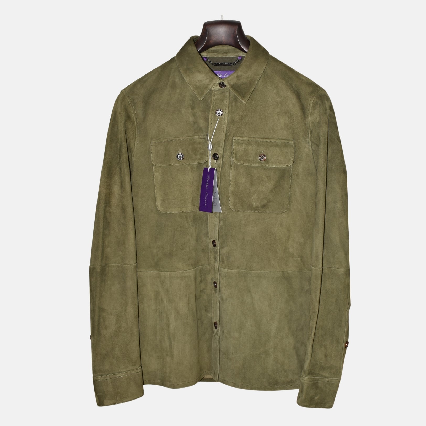 Olive Suede Overshirt (M)