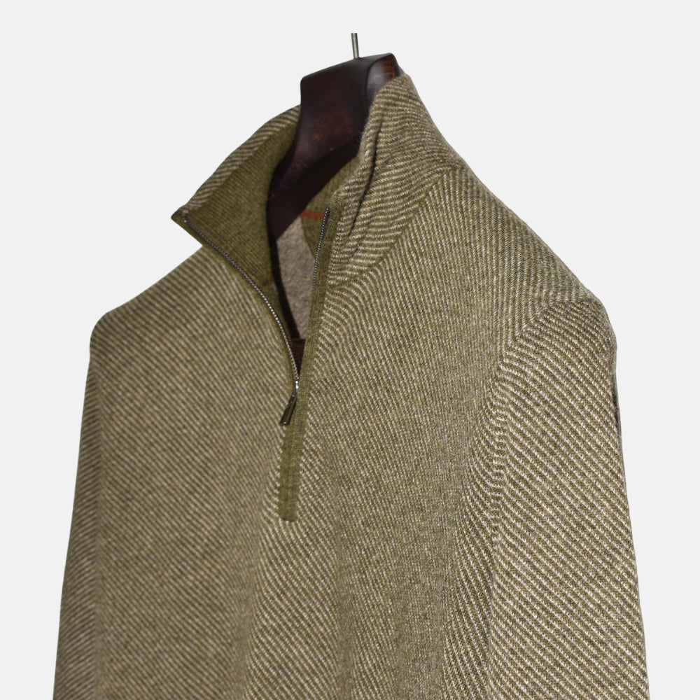 Khaki Striped Sweater "Roadster Pull" made of Cashmere (EU 46)