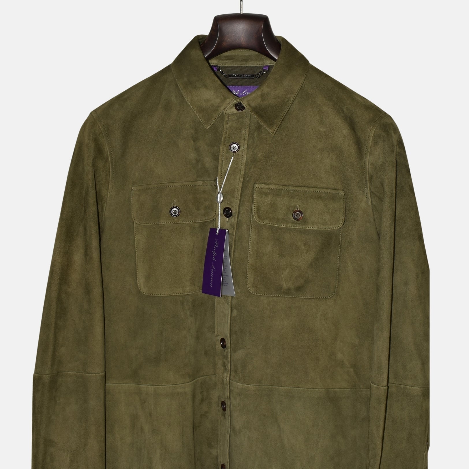 Olive Suede Overshirt (M)