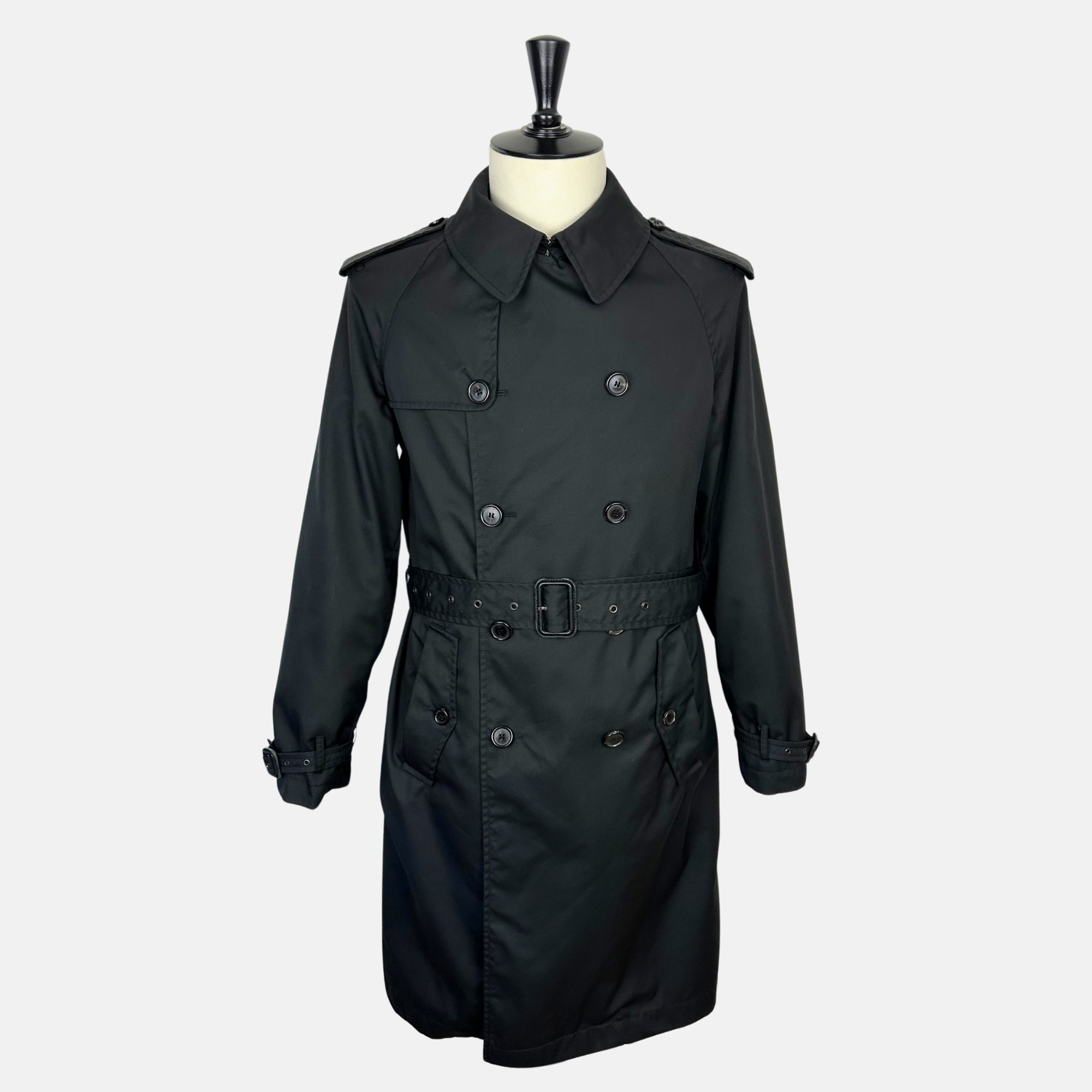 Black Trenchcoat made of Polyamide/Leather Details (M)