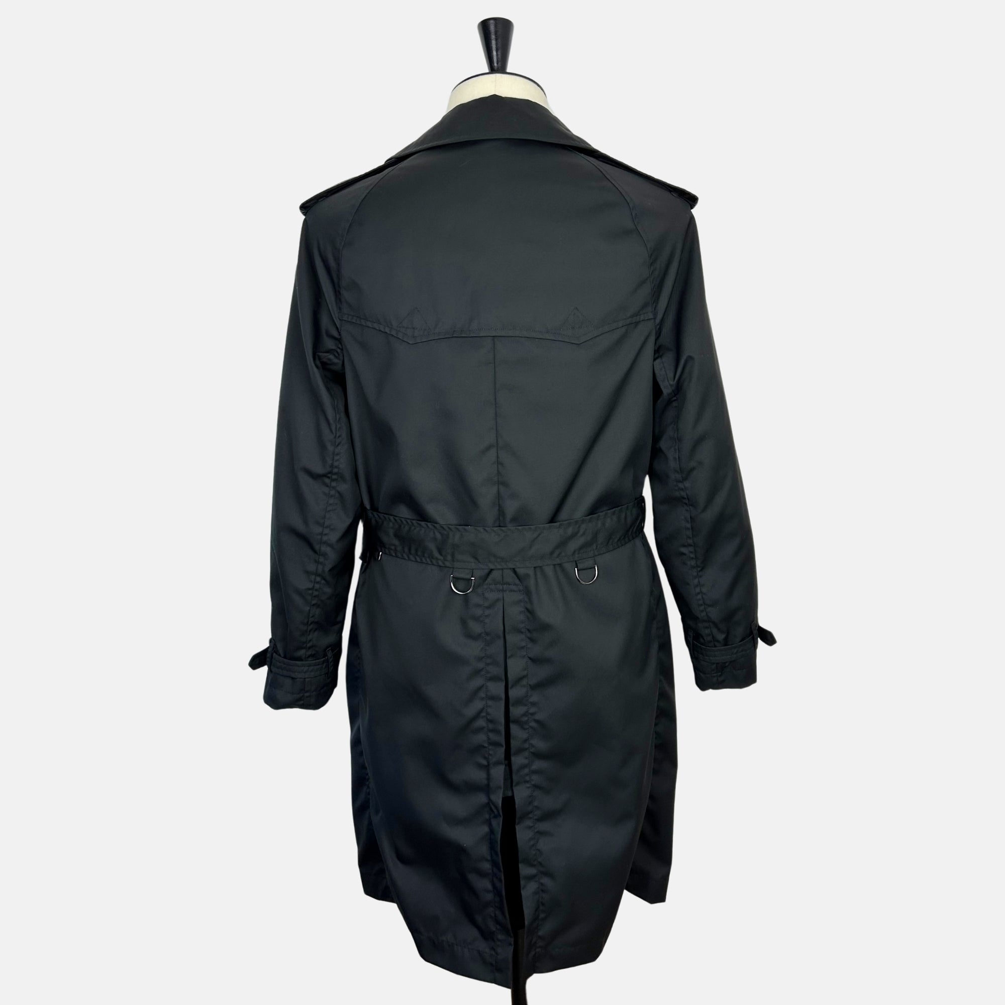 Black Trenchcoat made of Polyamide/Leather Details (M)