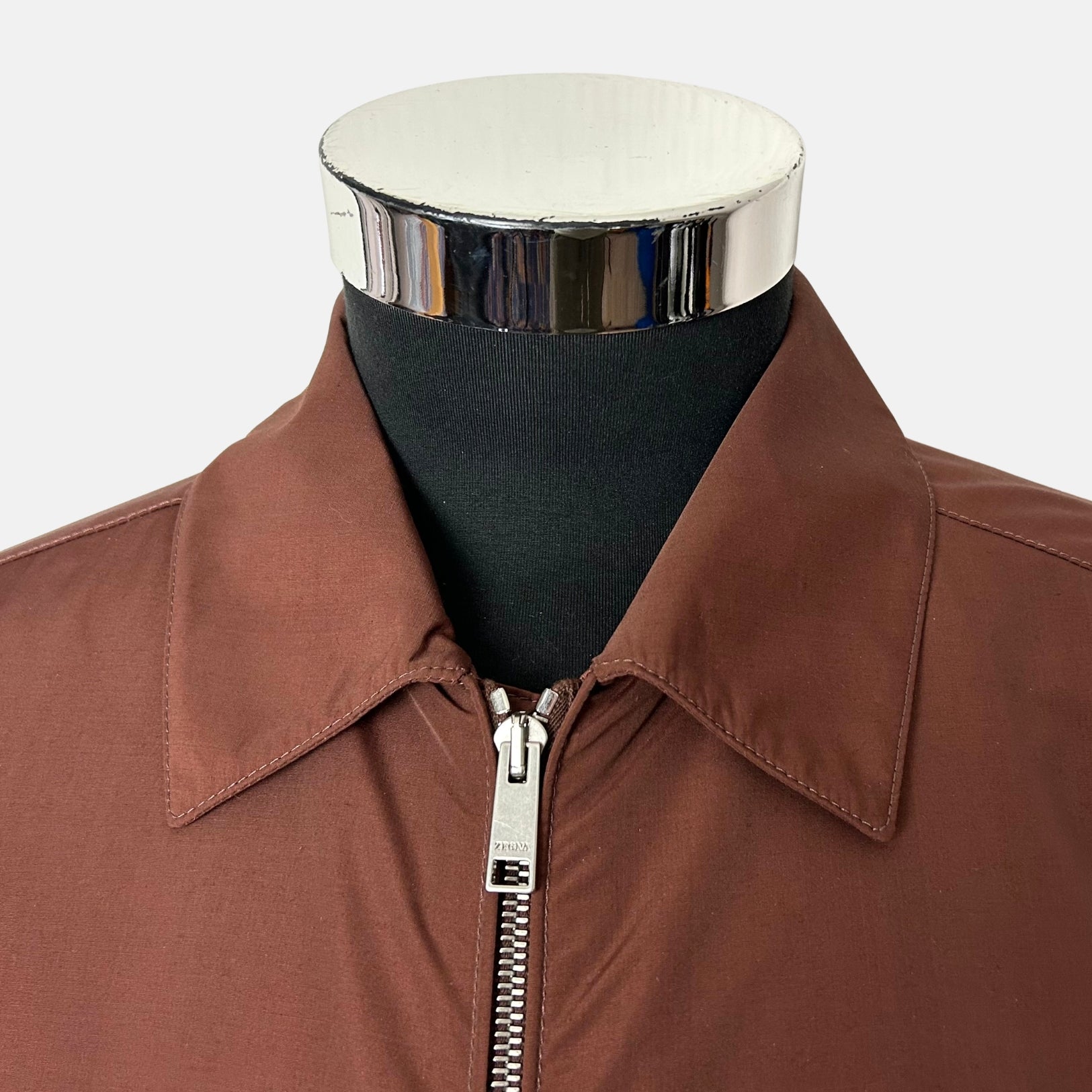 Brown Jacket made of Polyamide/Wool/Silk/Leather Details (EU 48)