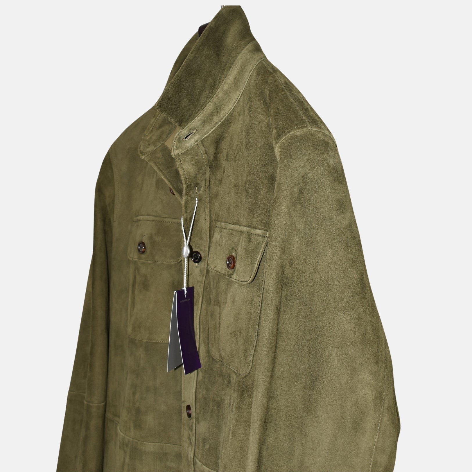 Olive Suede Overshirt (M)