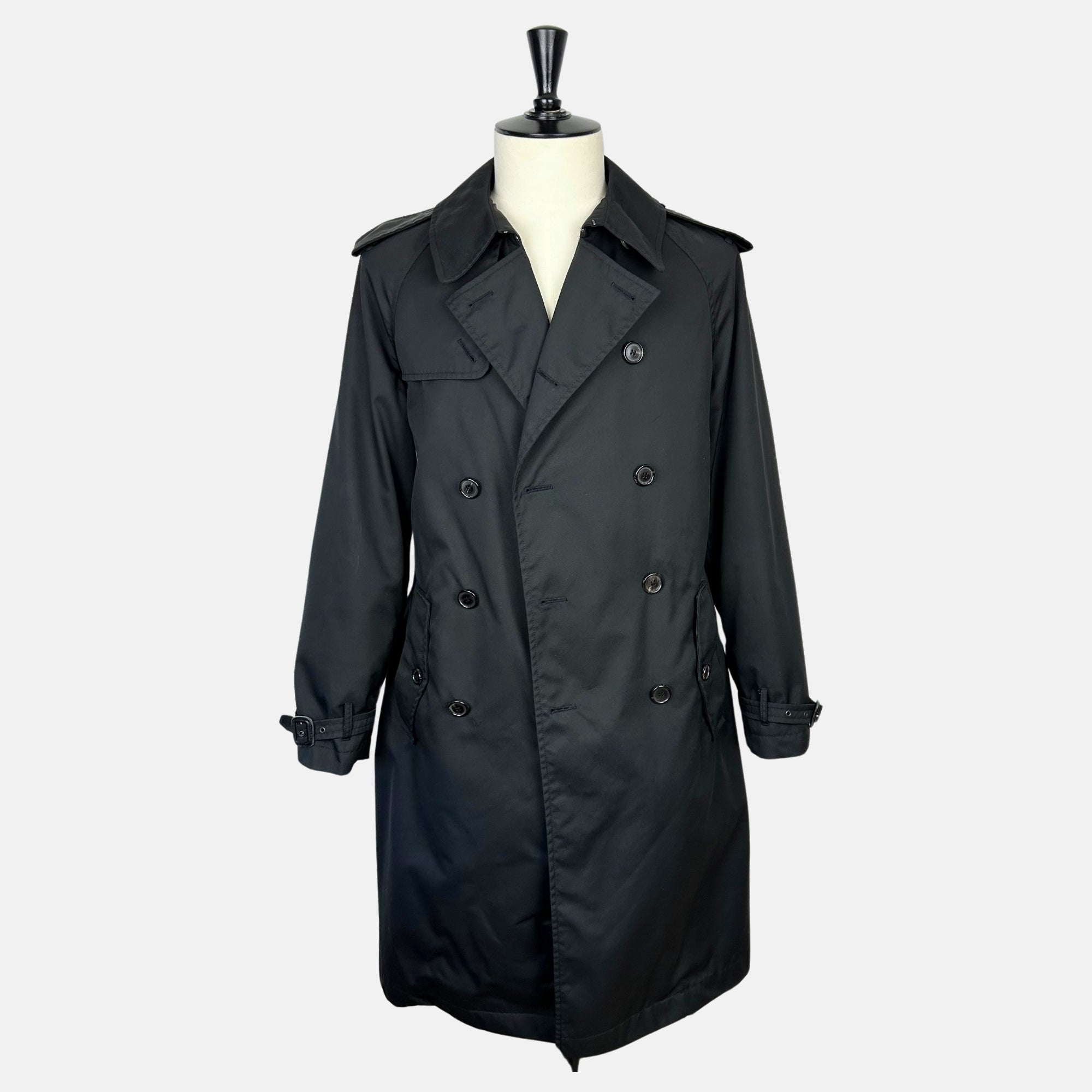 Black Trenchcoat made of Polyamide/Leather Details (M)