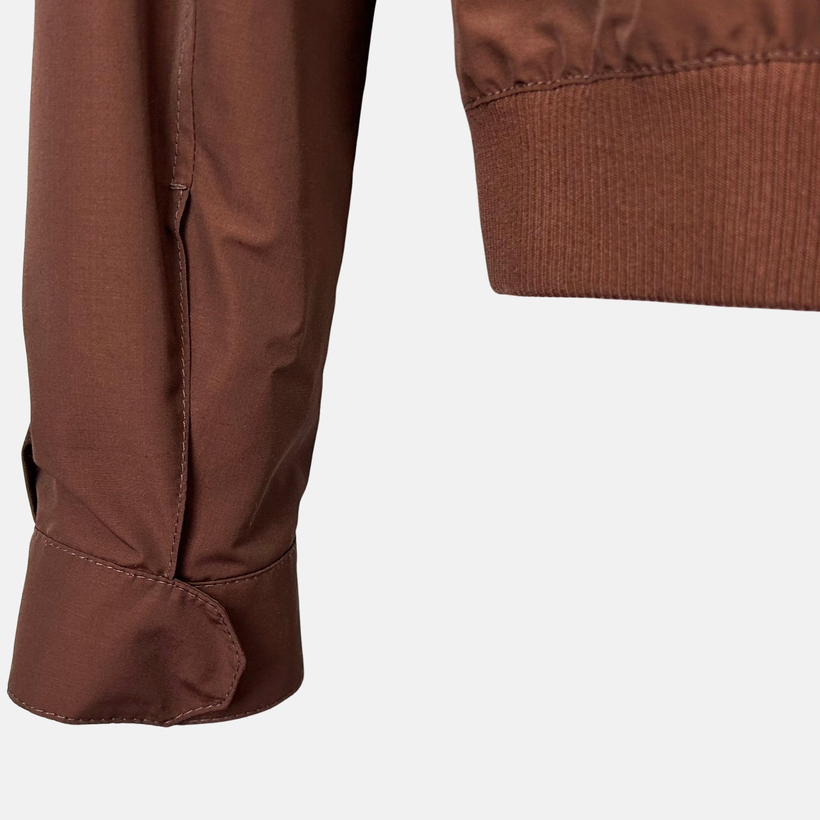 Brown Jacket made of Polyamide/Wool/Silk/Leather Details (EU 48)