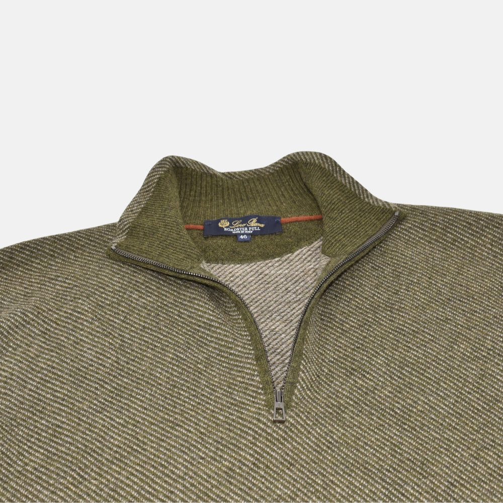 Khaki Striped Sweater "Roadster Pull" made of Cashmere (EU 46)