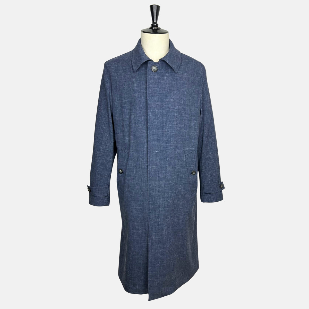 Navy Melange Coat made of Virgin Wool/Silk/Linen/Elastane (EU 48)