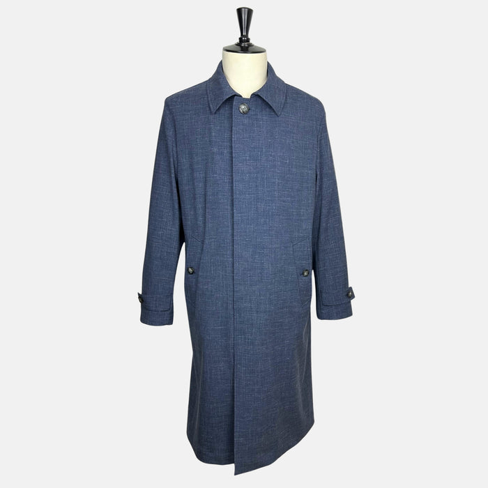 Navy Melange Coat made of Virgin Wool/Silk/Linen/Elastane (EU 48)