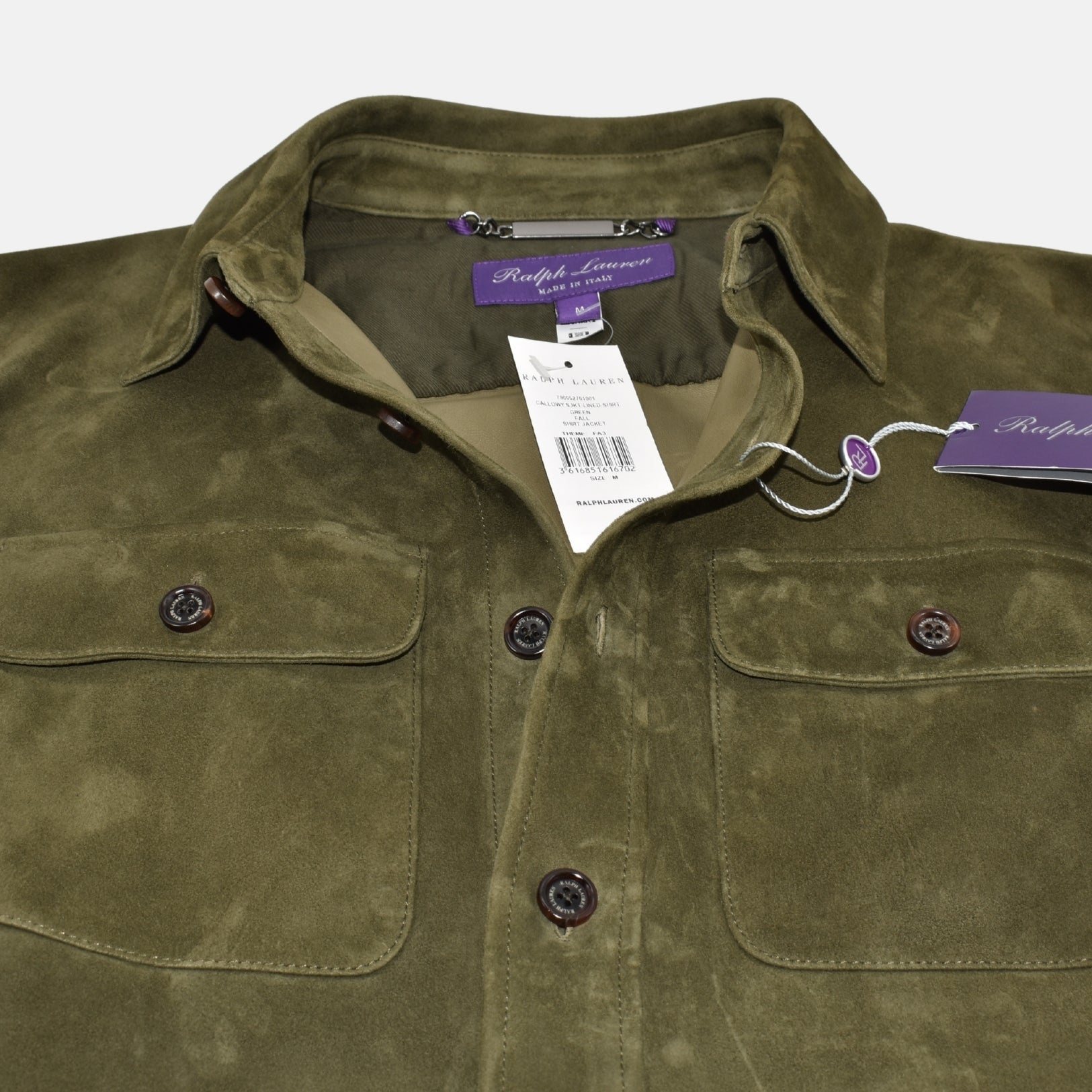 Olive Suede Overshirt (M)