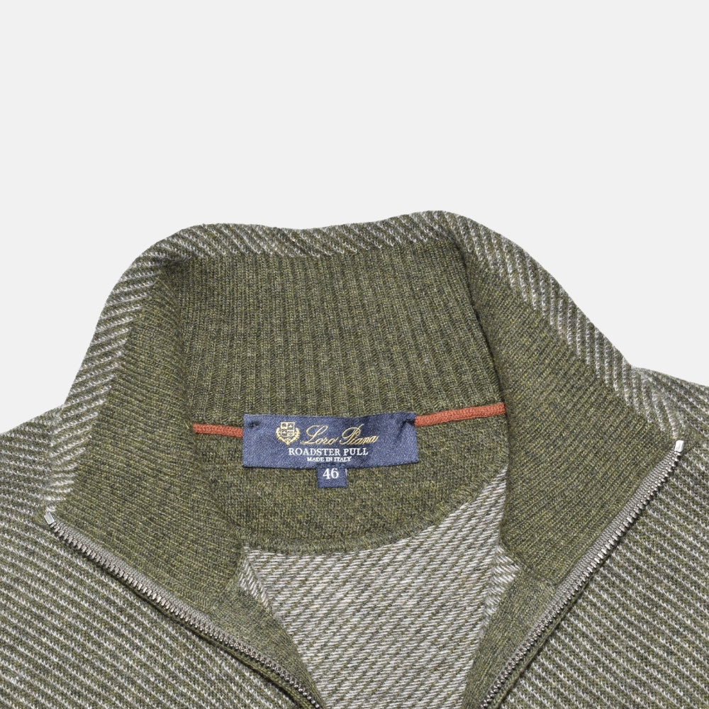 Khaki Striped Sweater "Roadster Pull" made of Cashmere (EU 46)