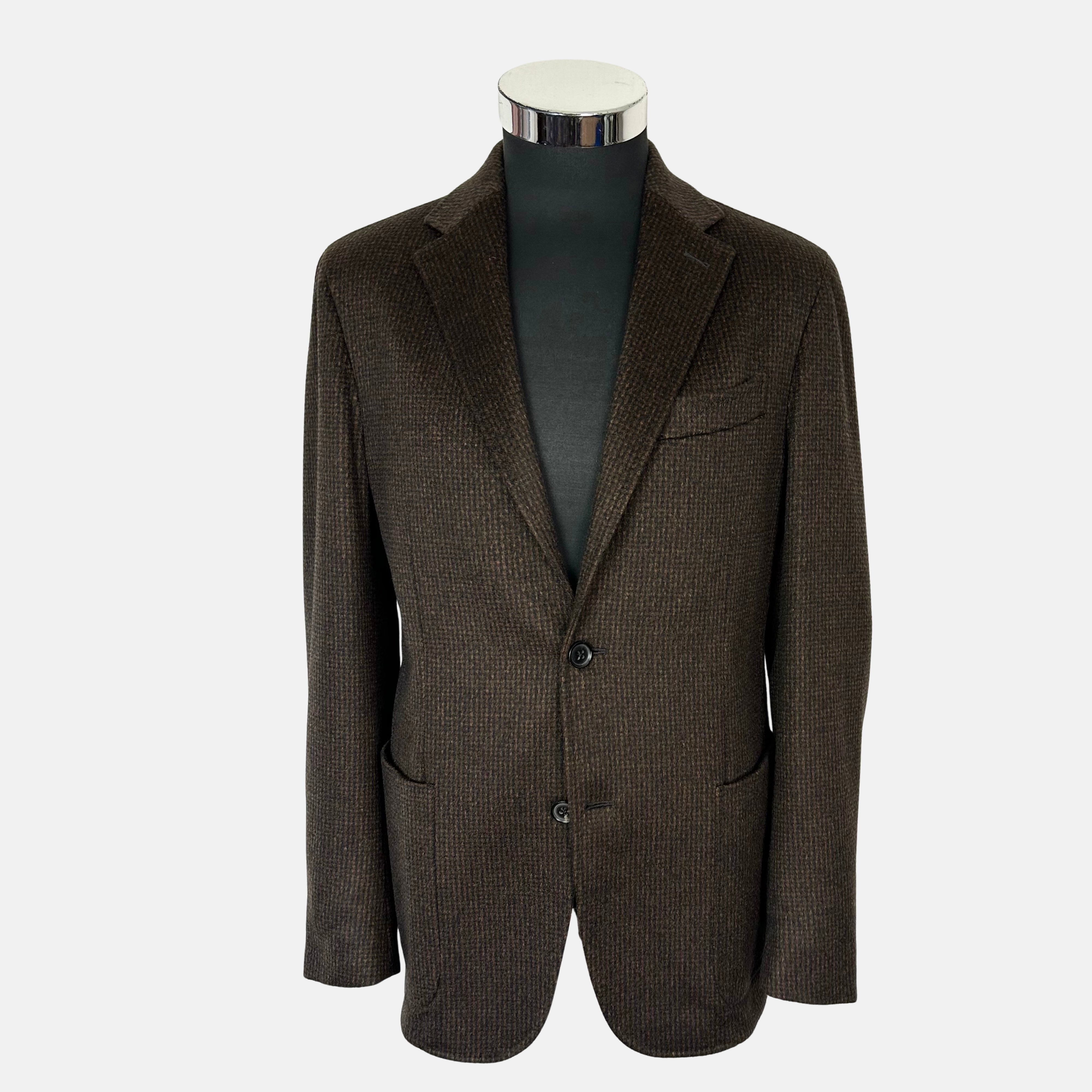 Brown-Black Patterned Blazer made of Cashmere (EU 48)