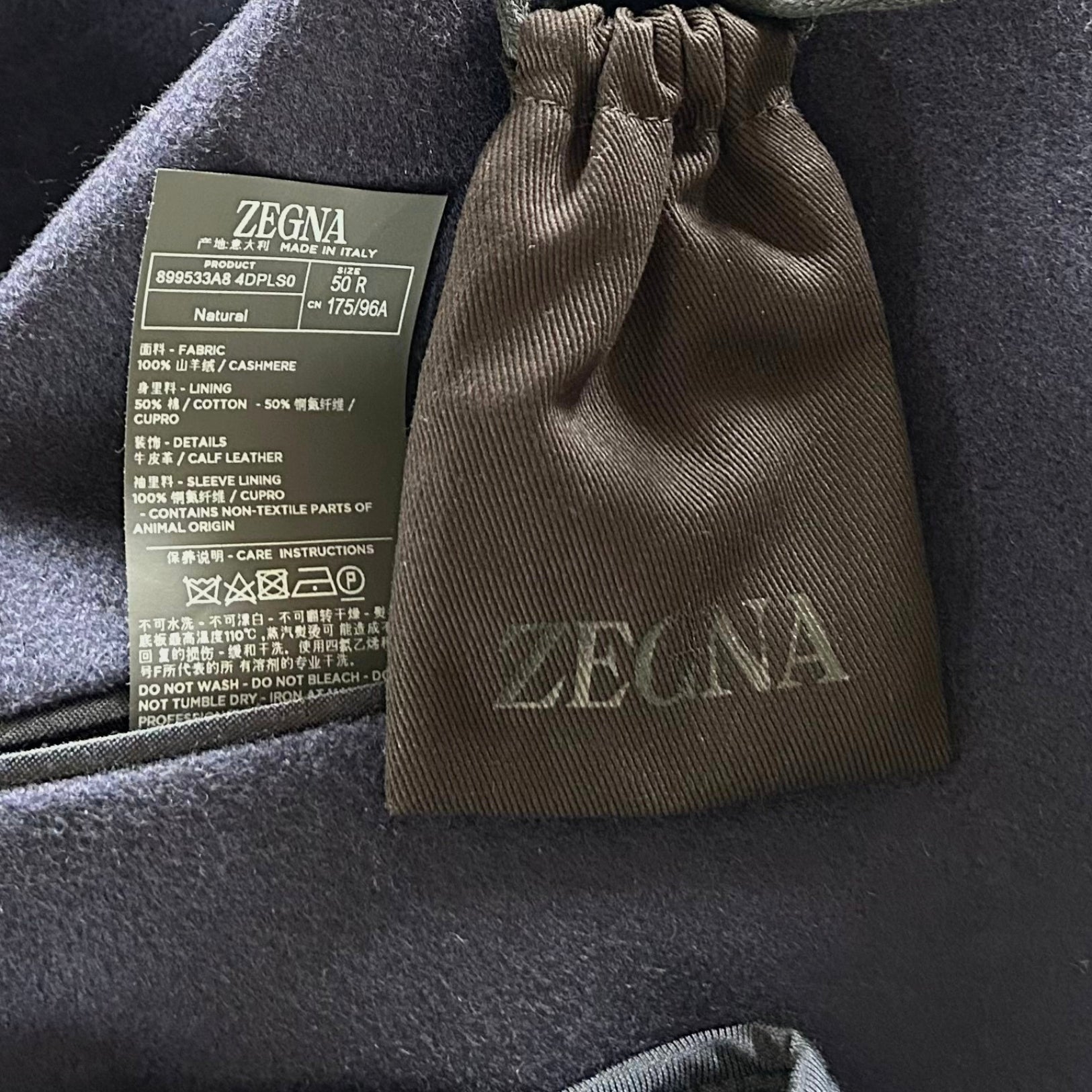 Navy Doublebreasted Coat made of Cashmere (EU 50)