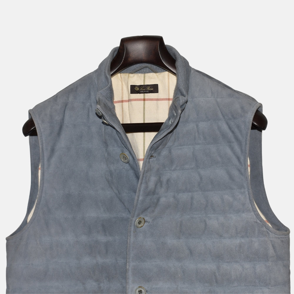 Light Blue Down Vest made of Suede (L)