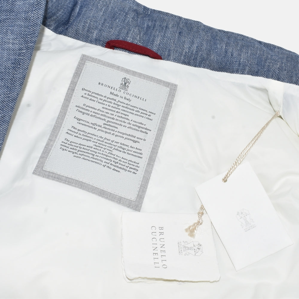 Blue Down Vest made of Linen (M)