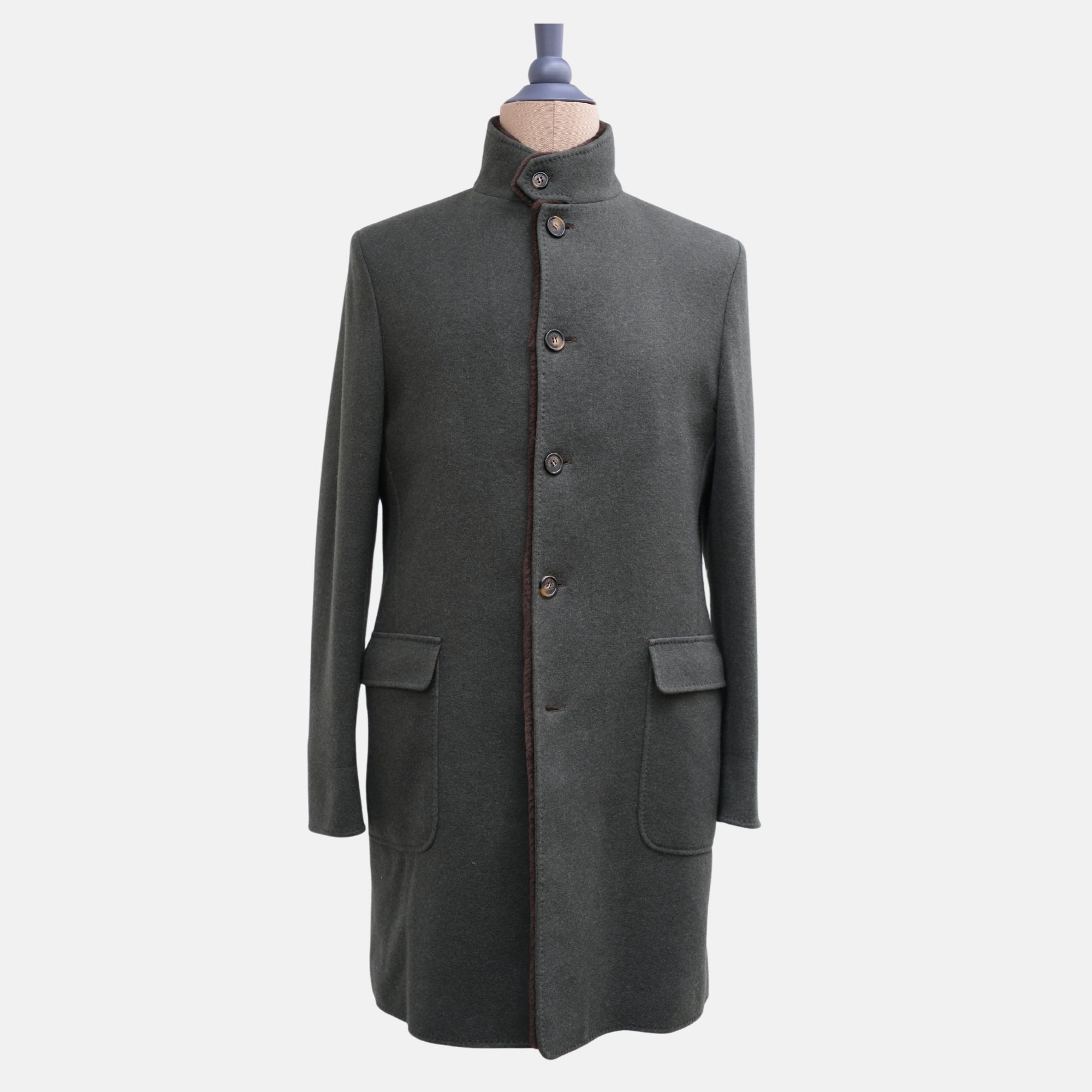 Green Cashmere Coat with Castarino Lining (M)