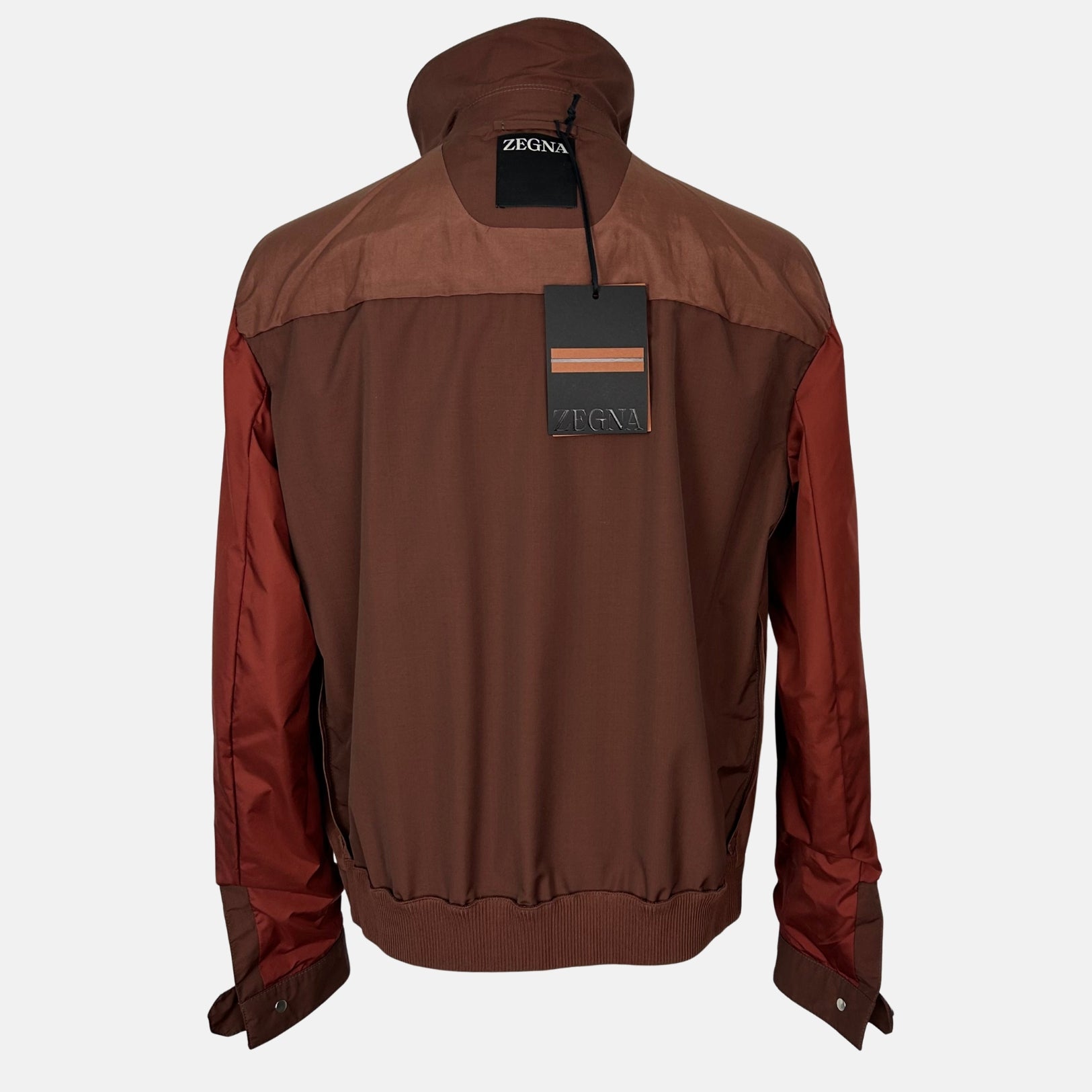 Brown Jacket made of Polyamide/Wool/Silk/Leather Details (EU 48)