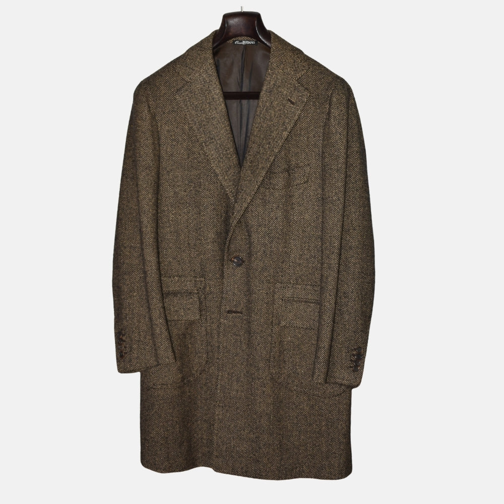 Brown Herringbone Wool/Cashmere Coat (EU 48)