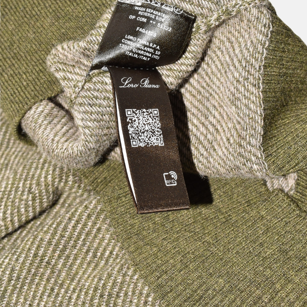 Khaki Striped Sweater "Roadster Pull" made of Cashmere (EU 46)