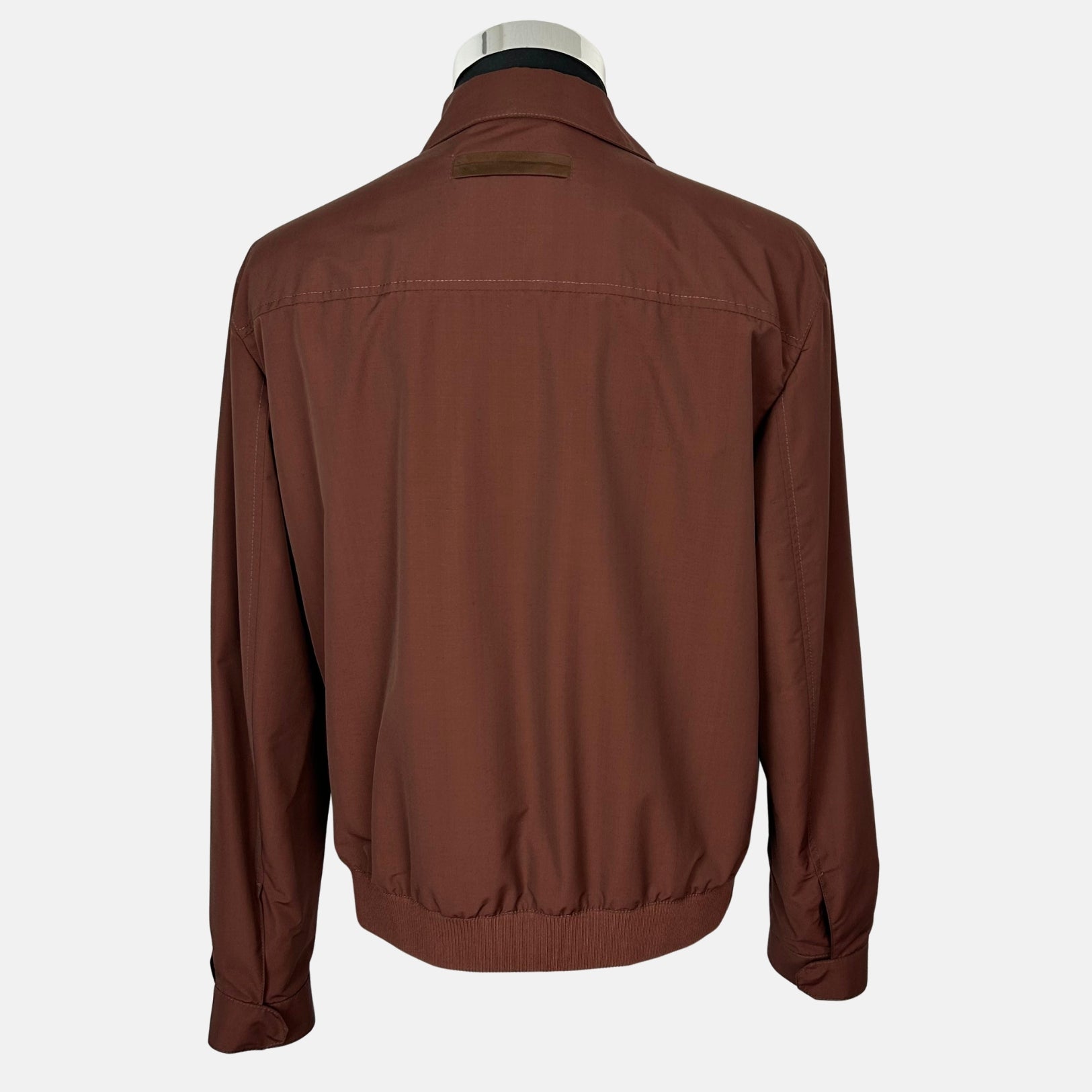 Brown Jacket made of Polyamide/Wool/Silk/Leather Details (EU 48)
