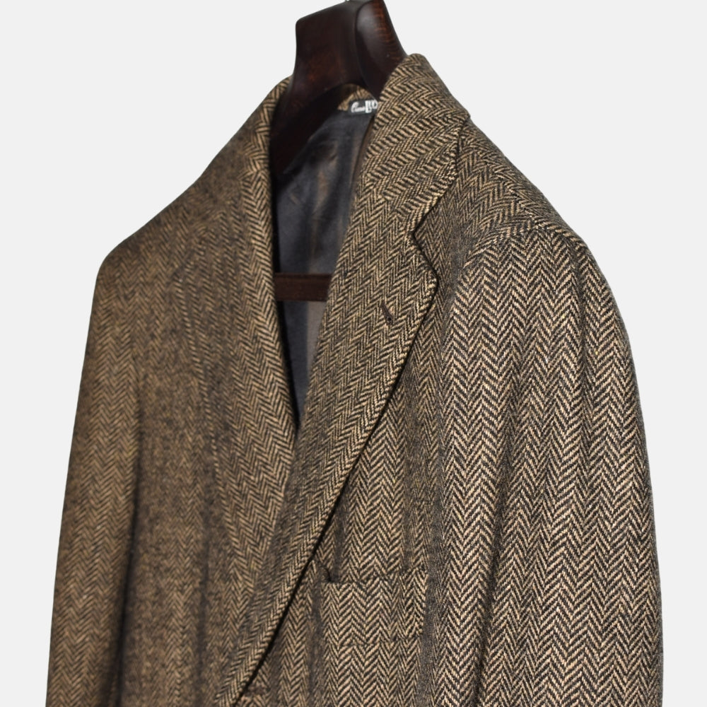 Brown Herringbone Wool/Cashmere Coat (EU 48)