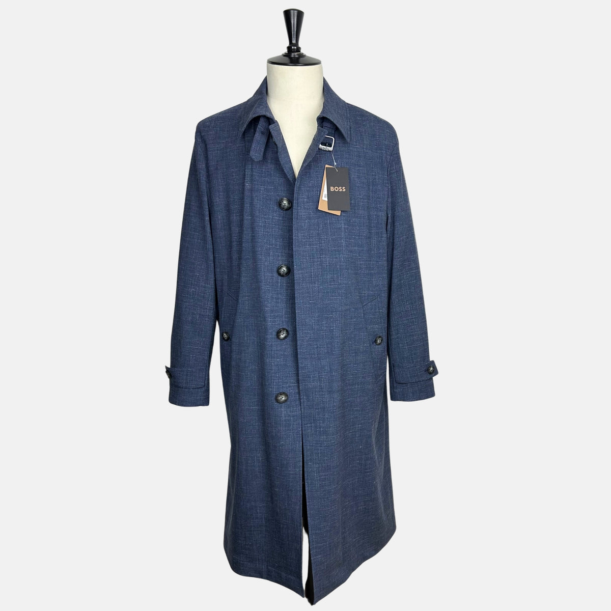 Navy Melange Coat made of Virgin Wool/Silk/Linen/Elastane (EU 48)