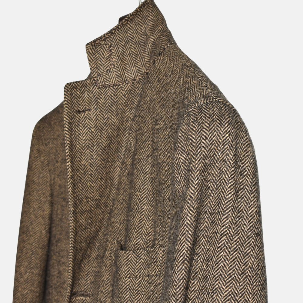 Brown Herringbone Wool/Cashmere Coat (EU 48)