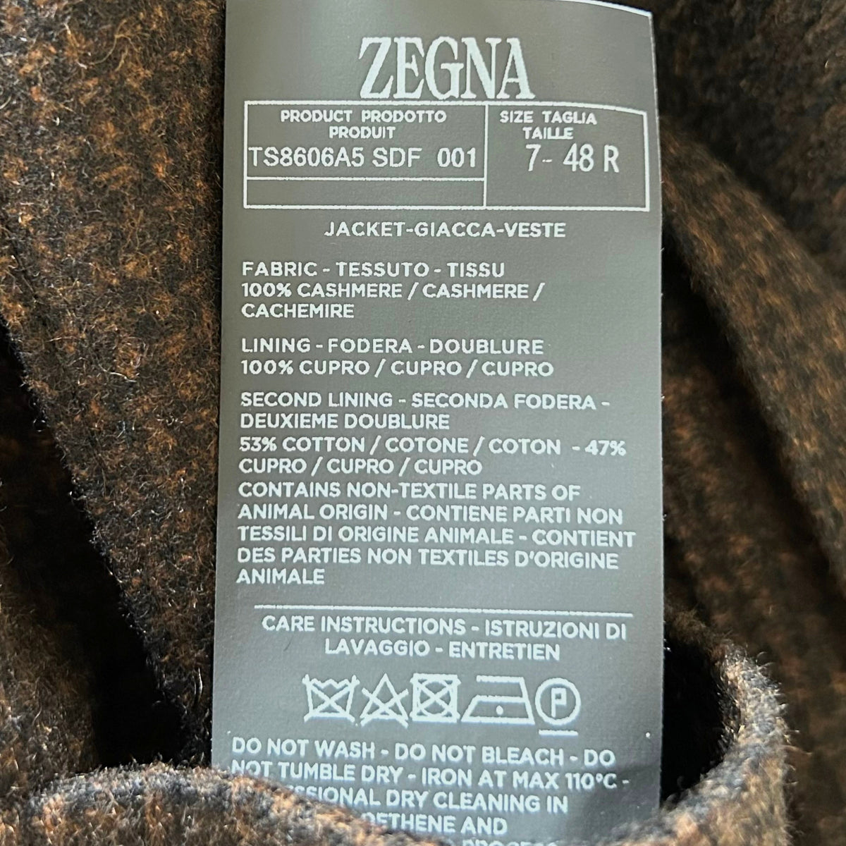 Brown-Black Patterned Blazer made of Cashmere (EU 48)