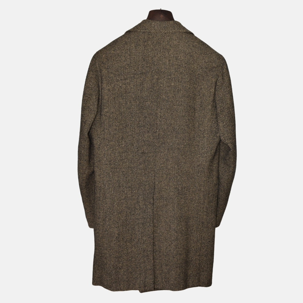 Brown Herringbone Wool/Cashmere Coat (EU 48)