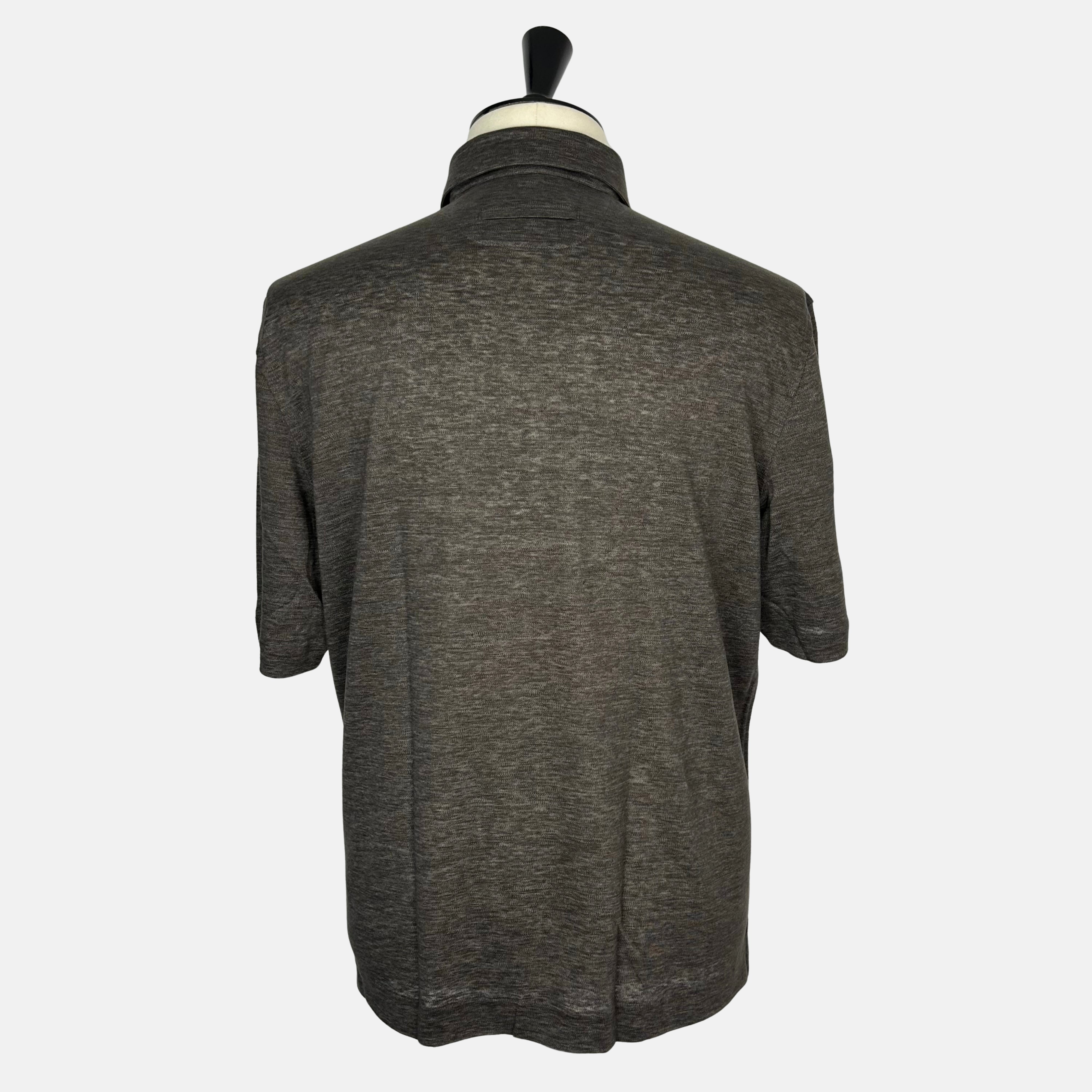 Brown Melange Oasi Lino Polo Shirt made of Linen (EU 52)