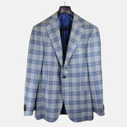 Blue/Brown Checked Blazer made of Cashmere (52)