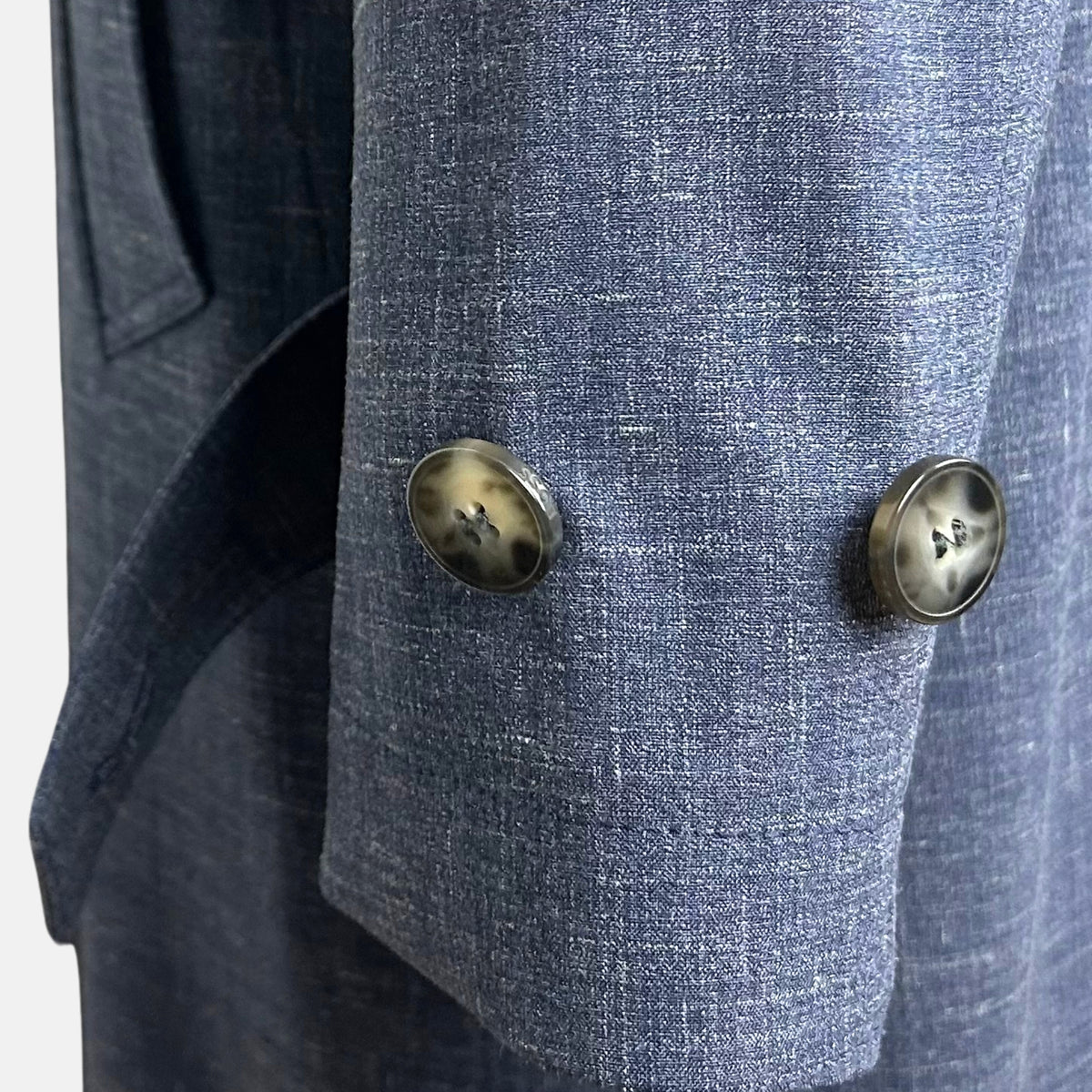 Navy Melange Coat made of Virgin Wool/Silk/Linen/Elastane (EU 48)
