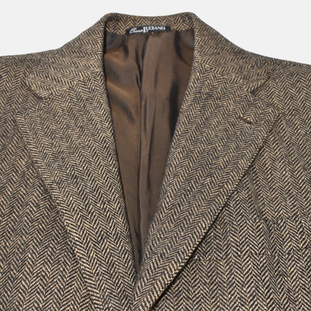 Brown Herringbone Wool/Cashmere Coat (EU 48)